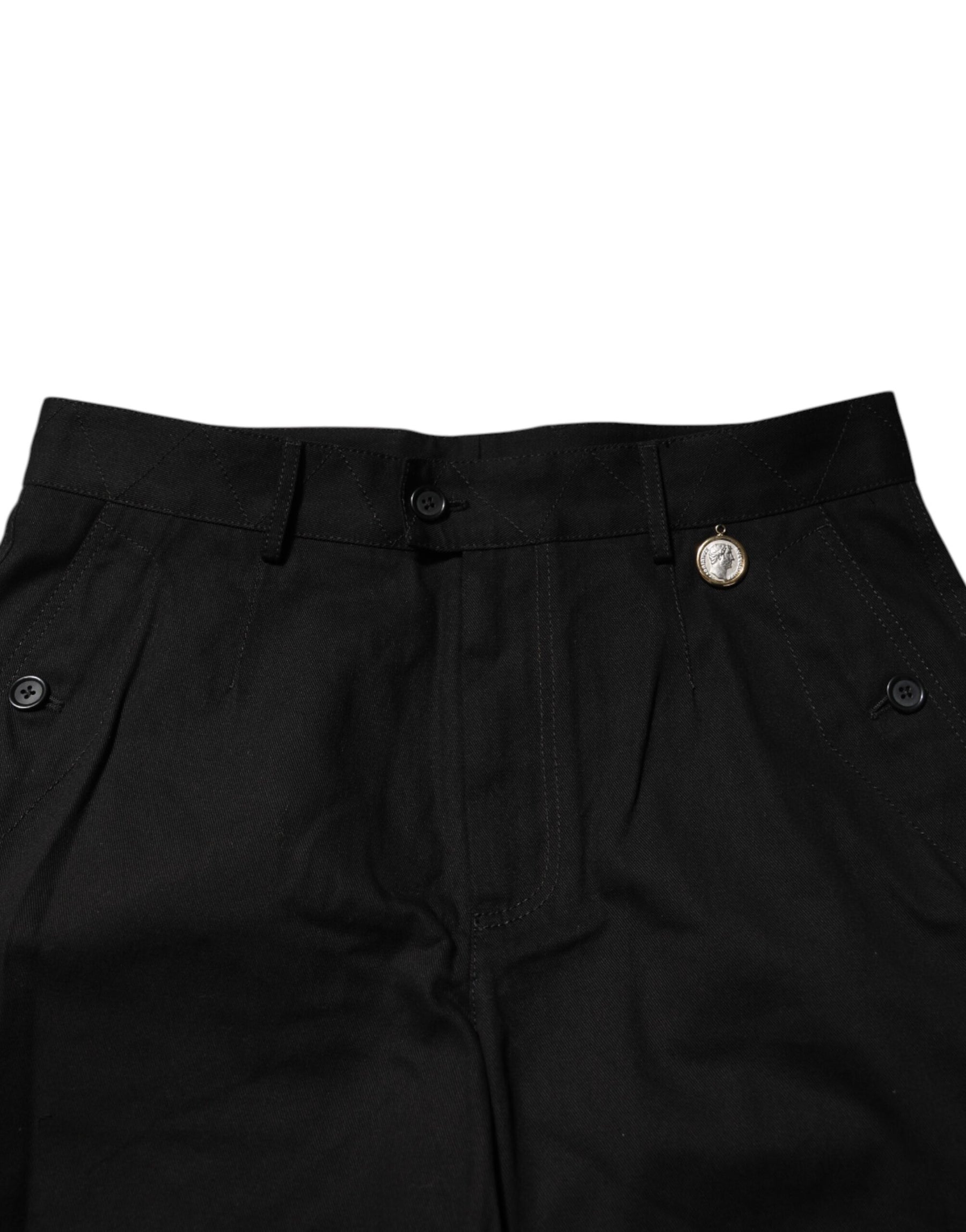 Dolce & Gabbana Black Cotton Knee Length Men Bermuda Shorts | Regal Royce