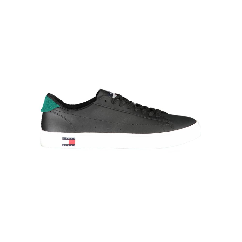 Tommy Hilfiger Black Leather Men Sneaker | Regal Royce