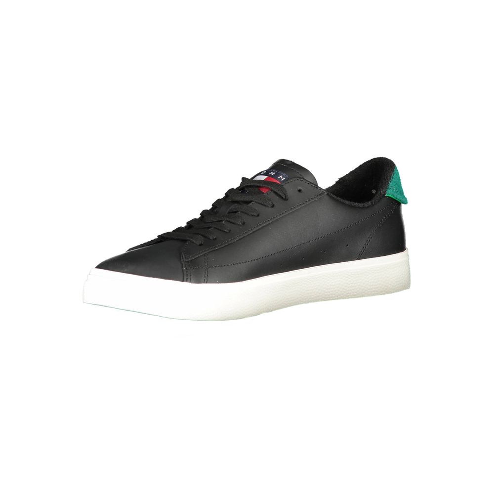Tommy Hilfiger Black Leather Men Sneaker | Regal Royce