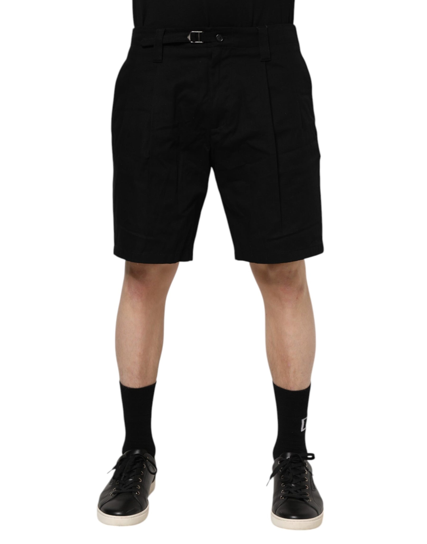 Dolce & Gabbana Black Cotton Knee Length Men Bermuda Shorts | Regal Royce