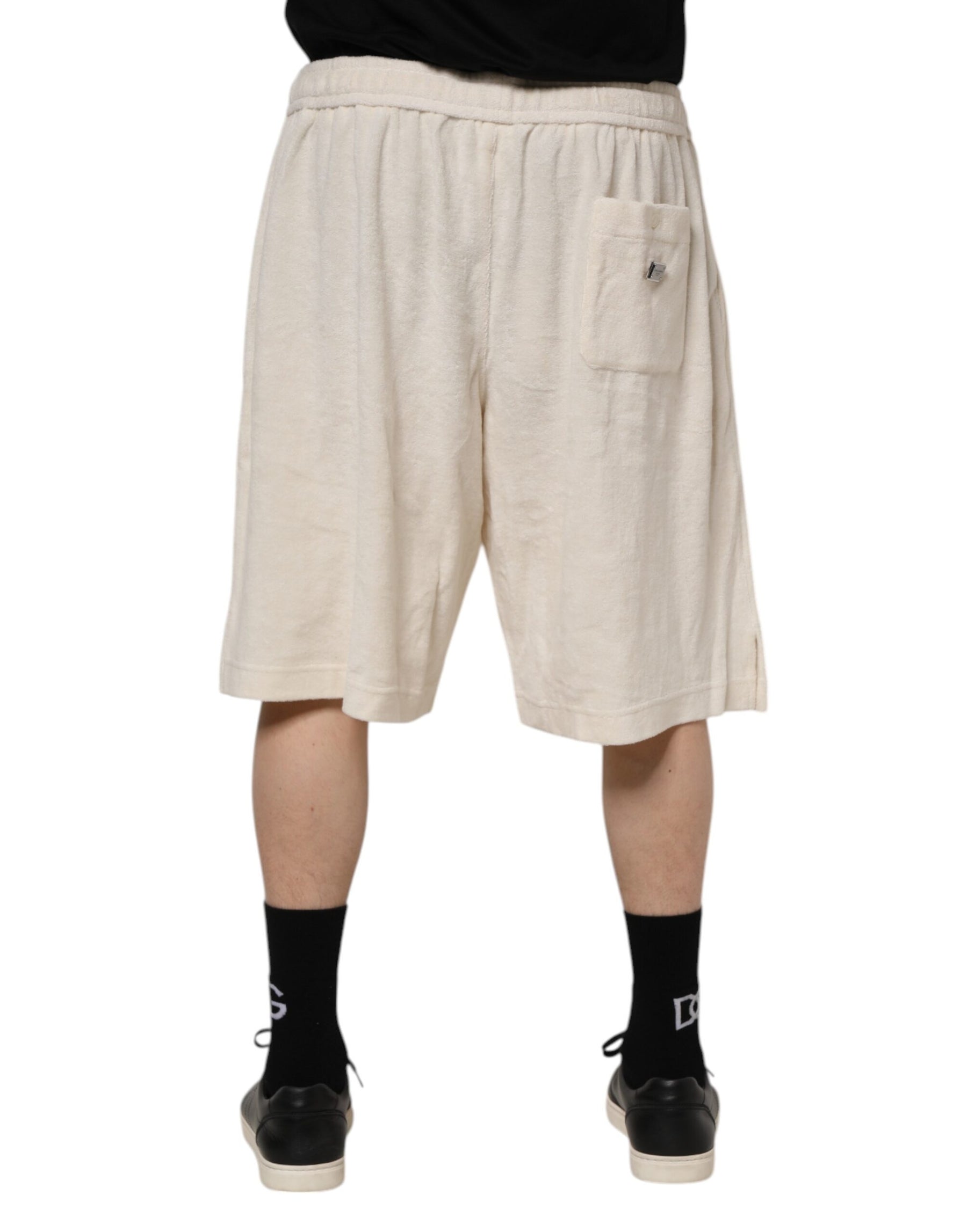 Dolce & Gabbana Ivory Cotton Men Bermuda Sweatshorts Shorts | Regal Royce