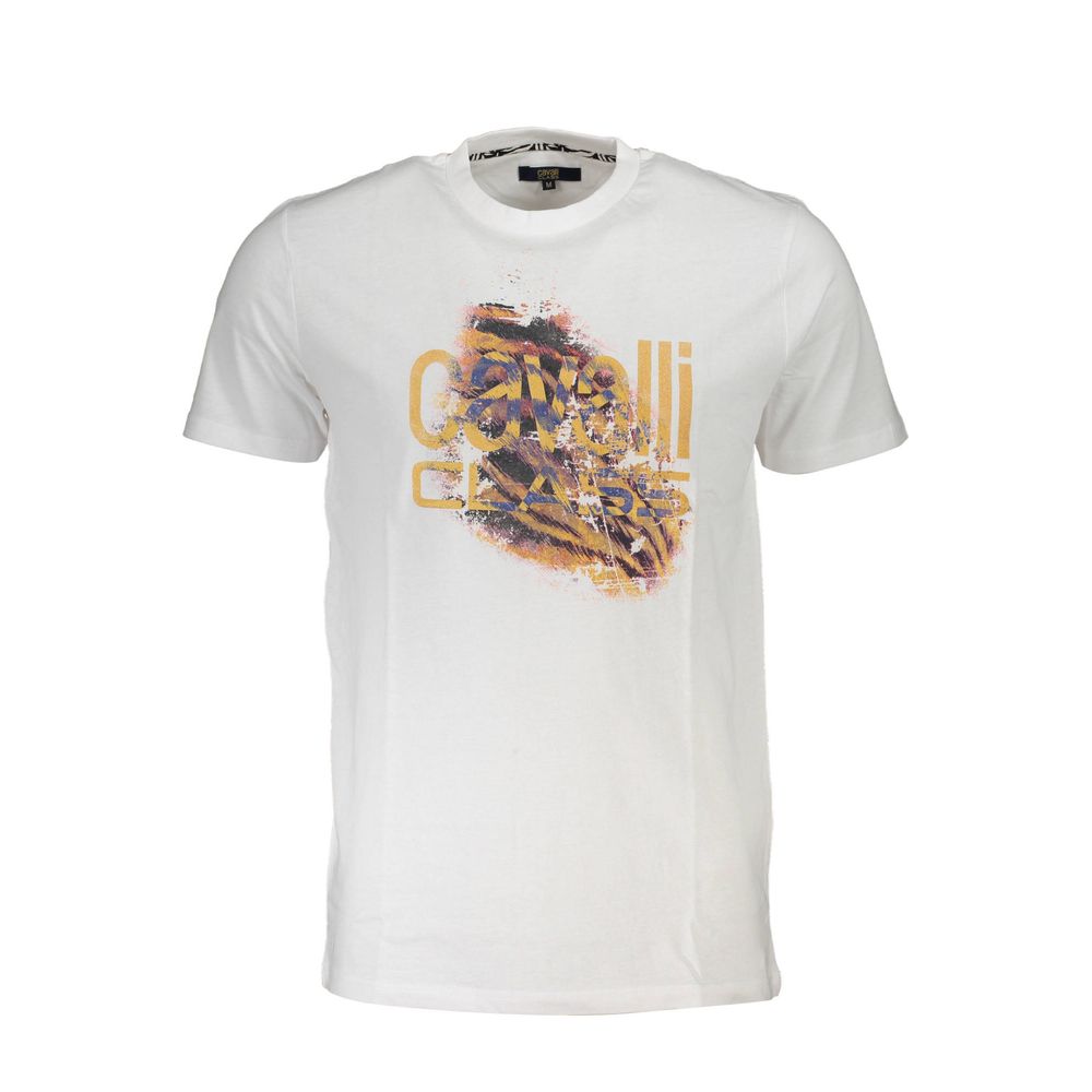 Cavalli Class Bianco Cotton Men T-Shirt | Regal Royce