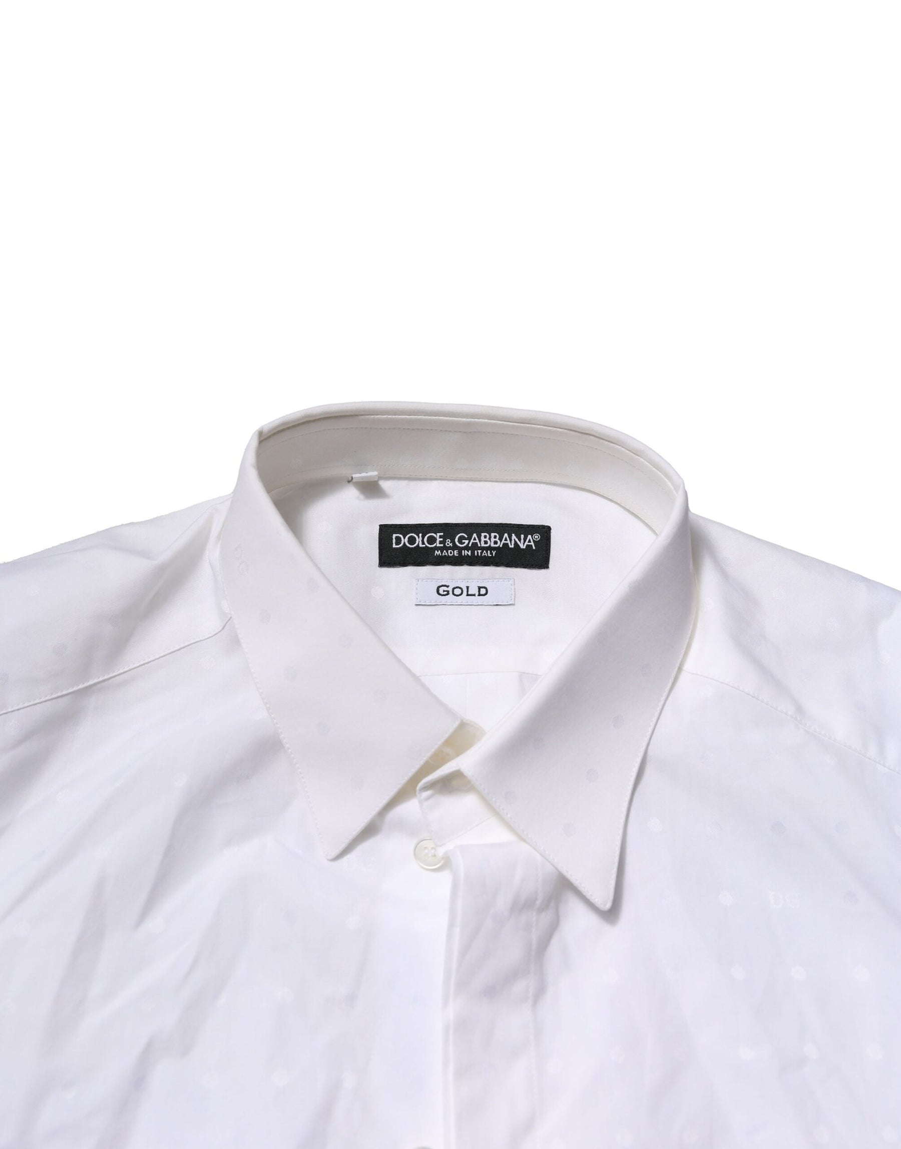 Dolce & Gabbana White Cotton GOLD Dress Formal Shirt | Regal Royce