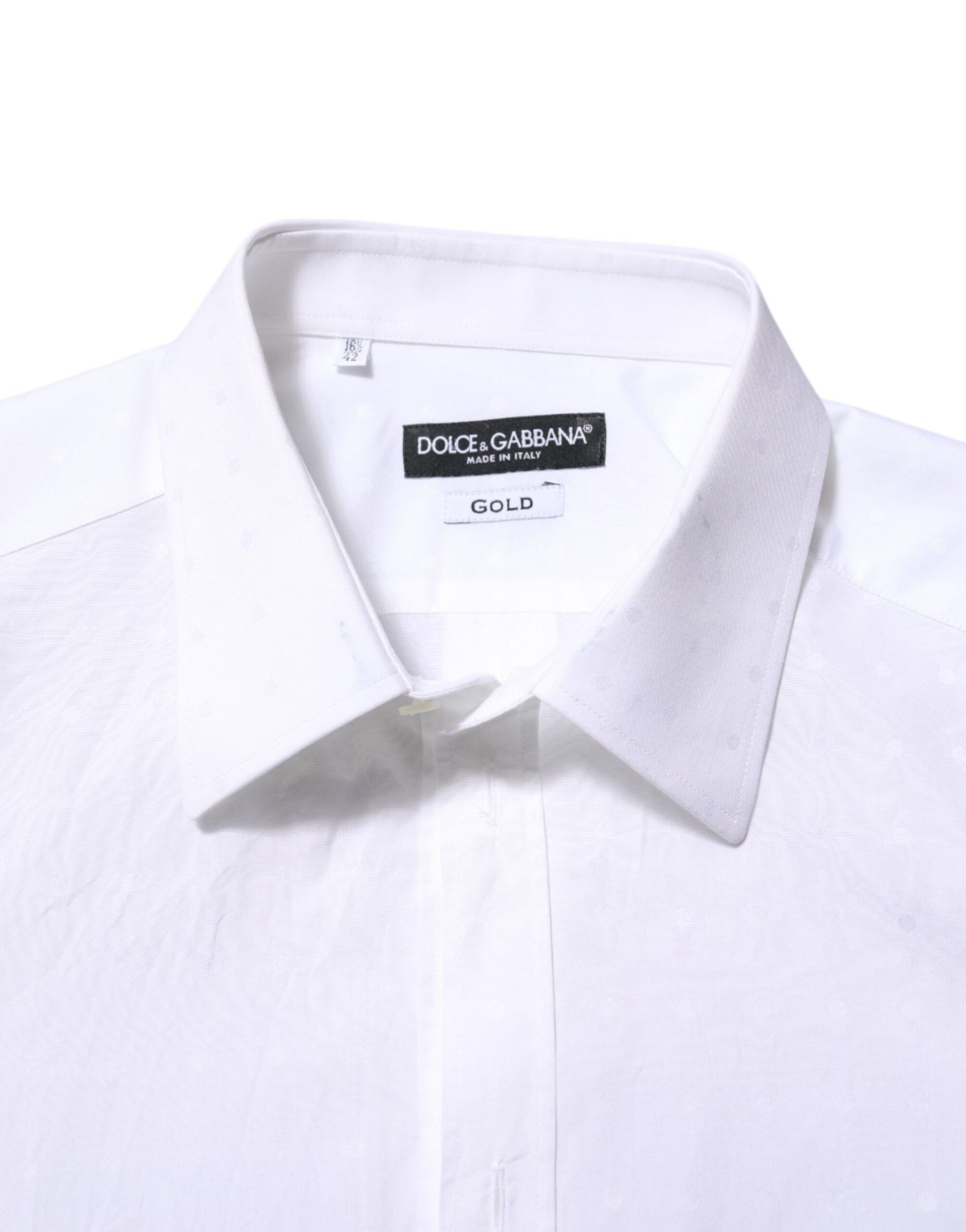 Dolce & Gabbana White Cotton GOLD Dress Formal Shirt