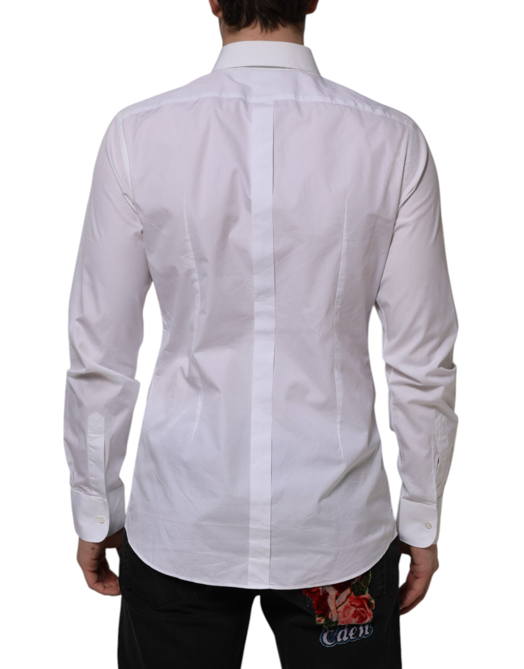 Dolce & Gabbana White Bib Cotton Poplin GOLD Formal Shirt | Regal Royce