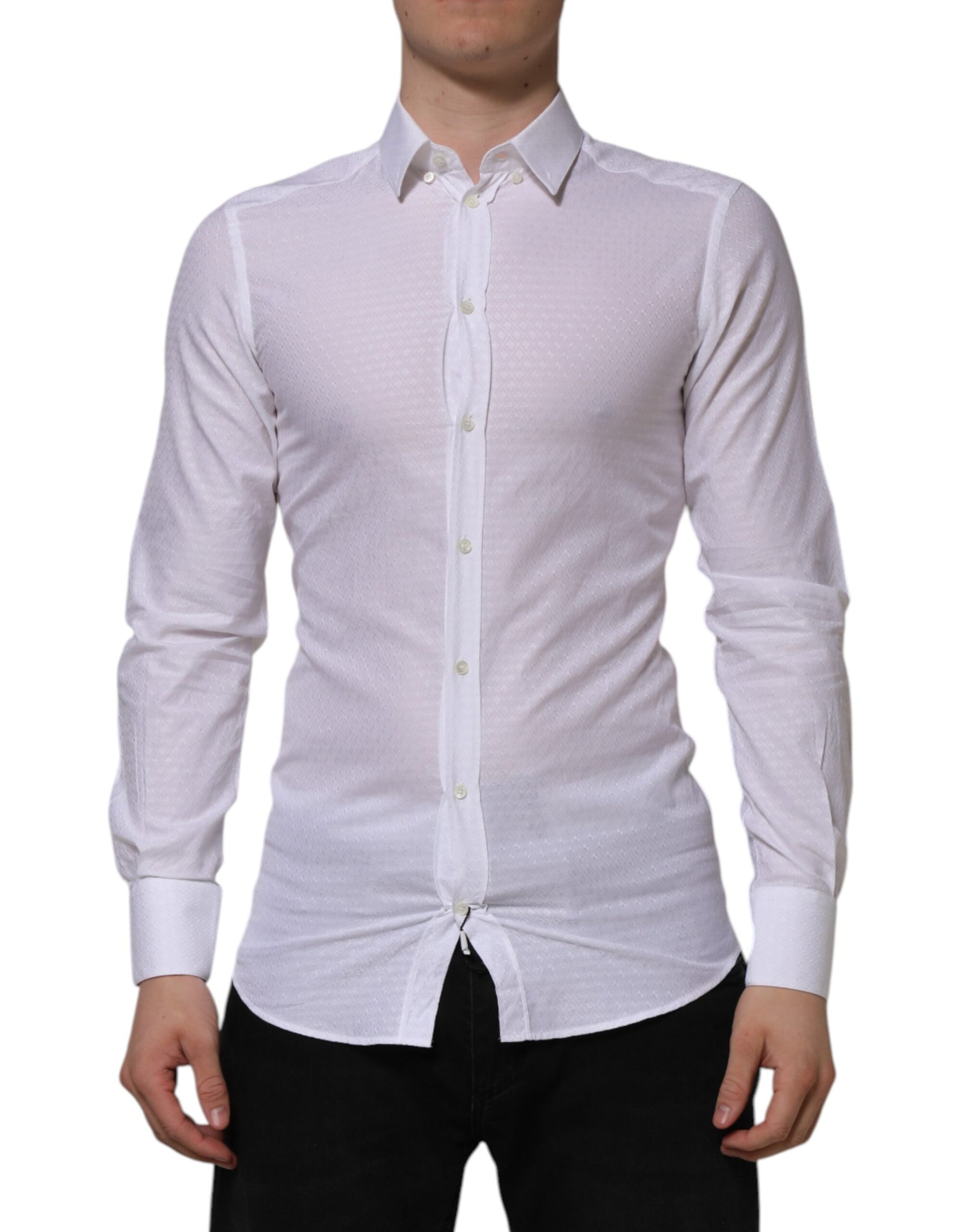Dolce & Gabbana White Cotton GOLD Long Sleeves Formal Shirt | Regal Royce