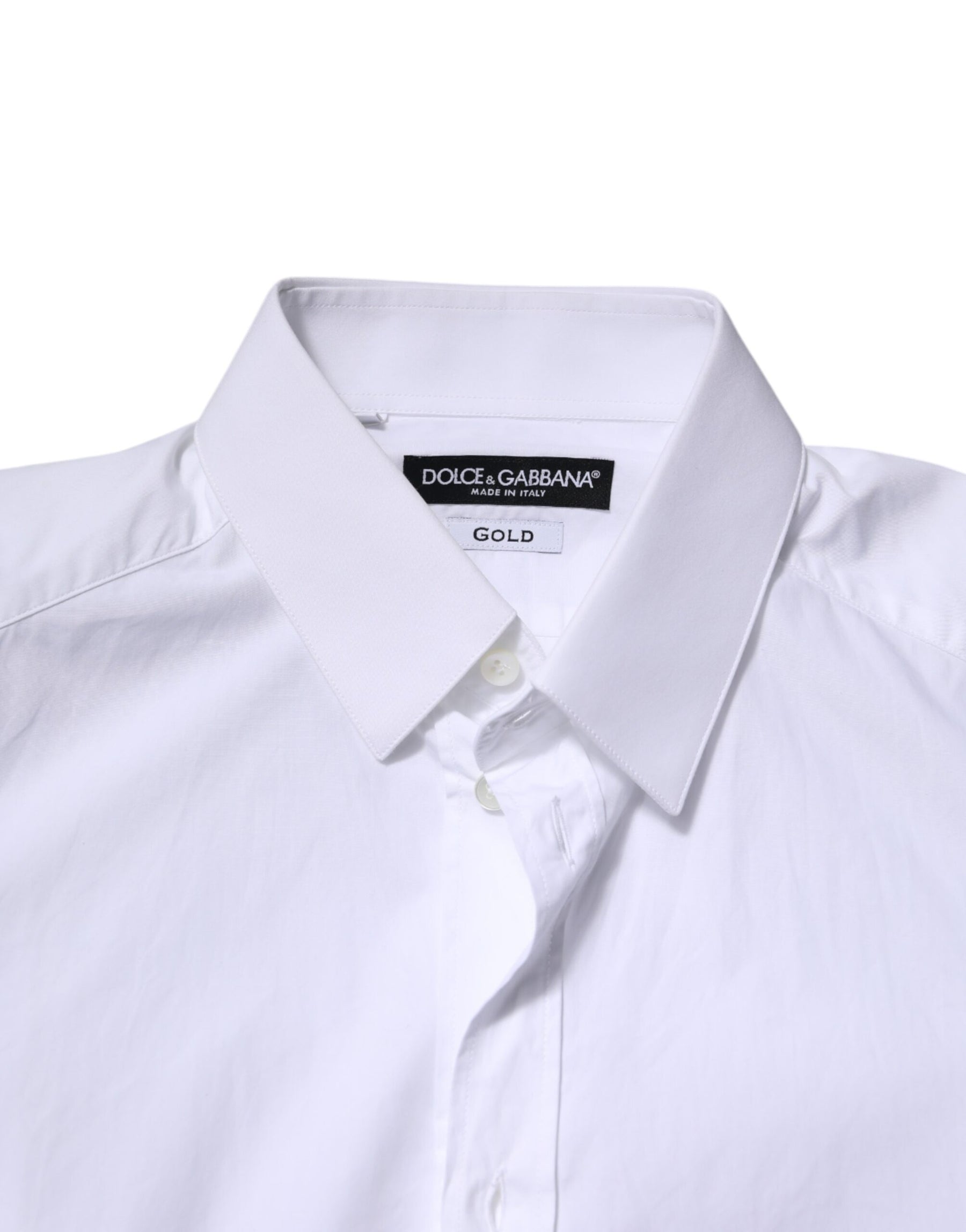 Dolce & Gabbana White Cotton GOLD Long Sleeves Formal Shirt | Regal Royce