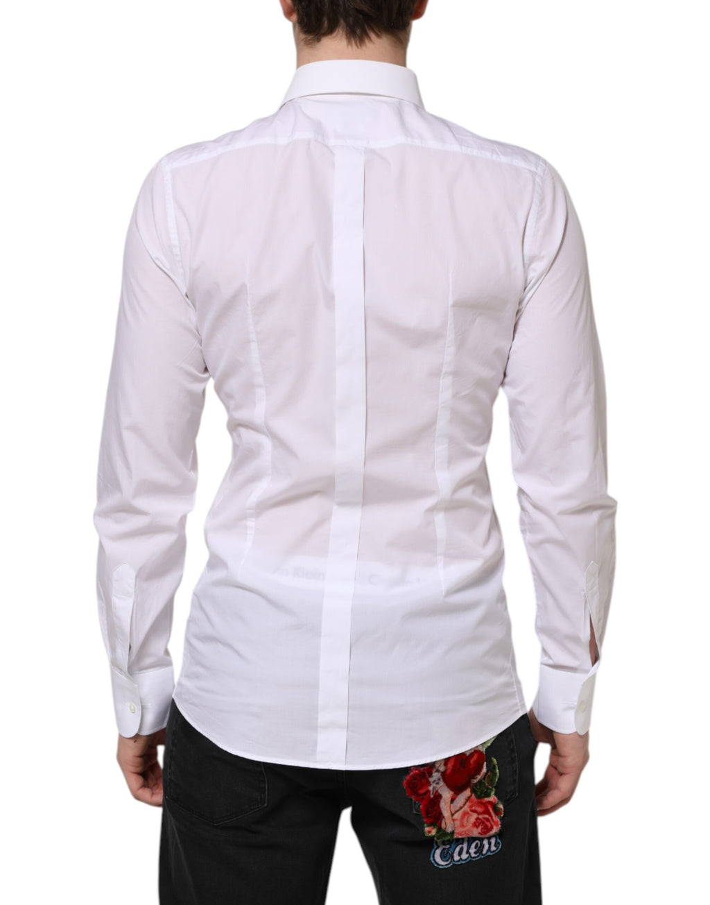 Dolce & Gabbana White Cotton GOLD Bib Poplin Formal Shirt