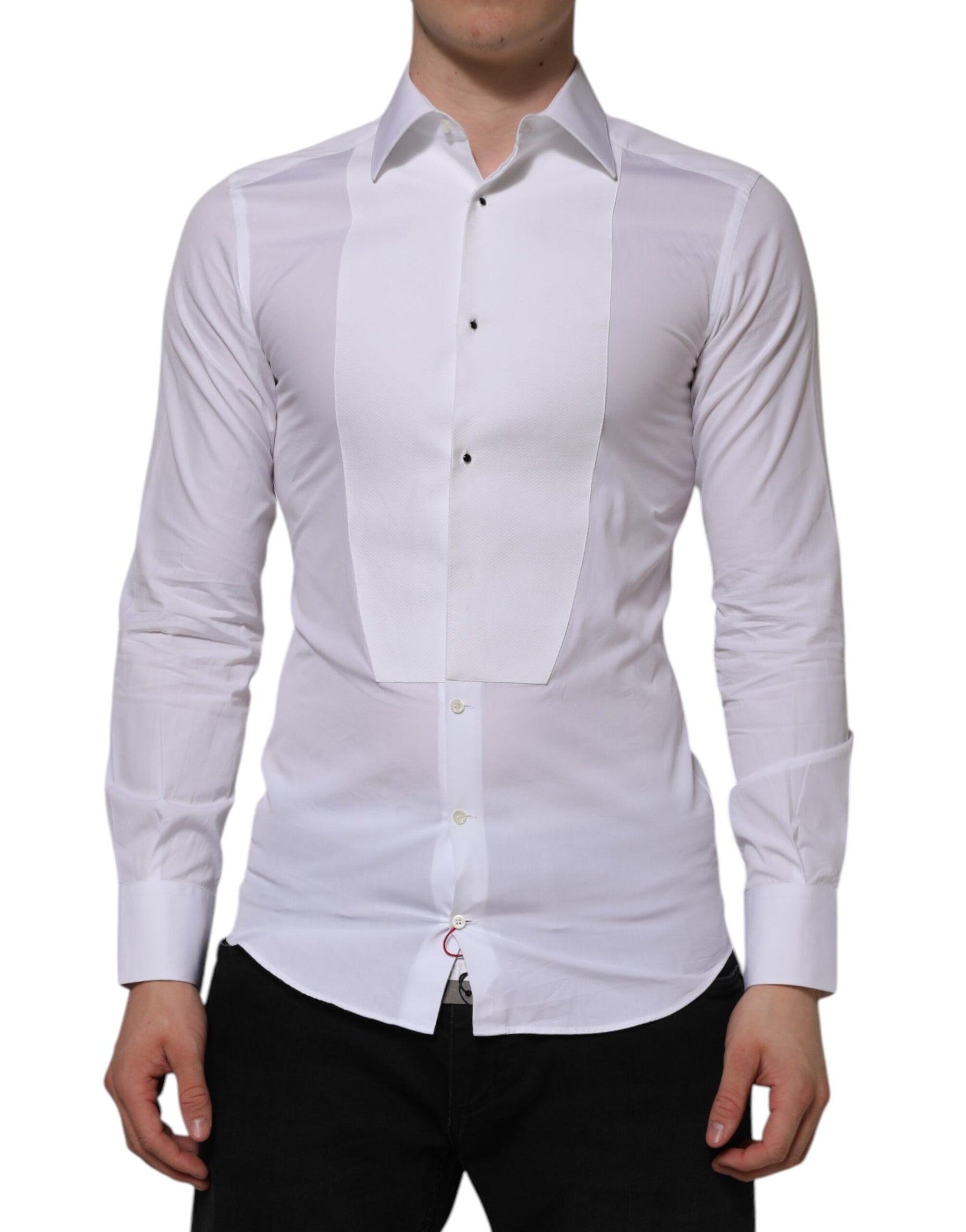 Dolce & Gabbana White Bib Cotton Poplin GOLD Formal Shirt | Regal Royce