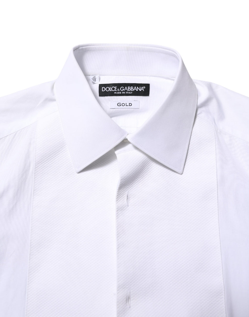 Dolce & Gabbana White Bib Cotton Poplin GOLD Formal Shirt