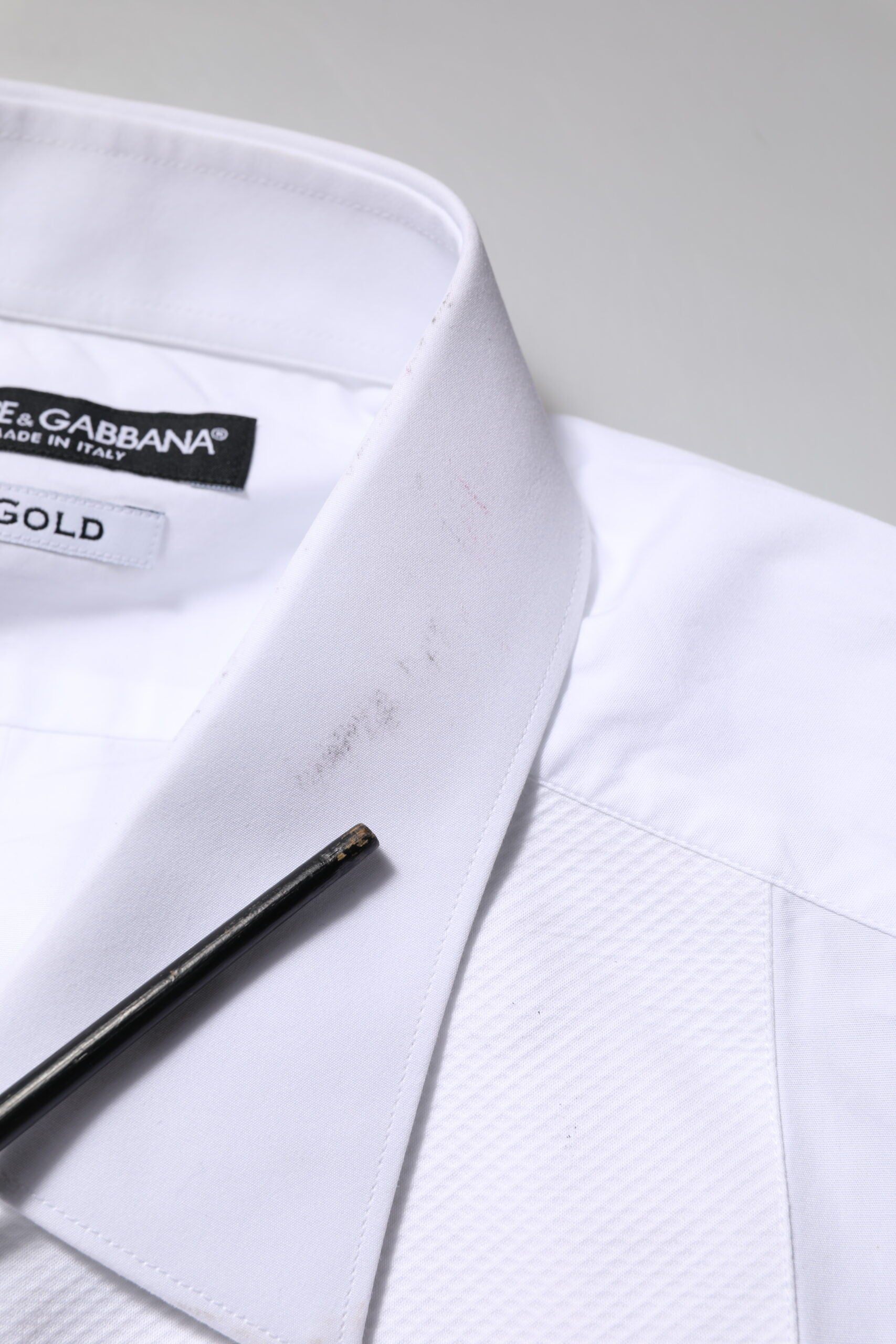 Dolce & Gabbana White Bib Cotton Poplin GOLD Formal Shirt | Regal Royce