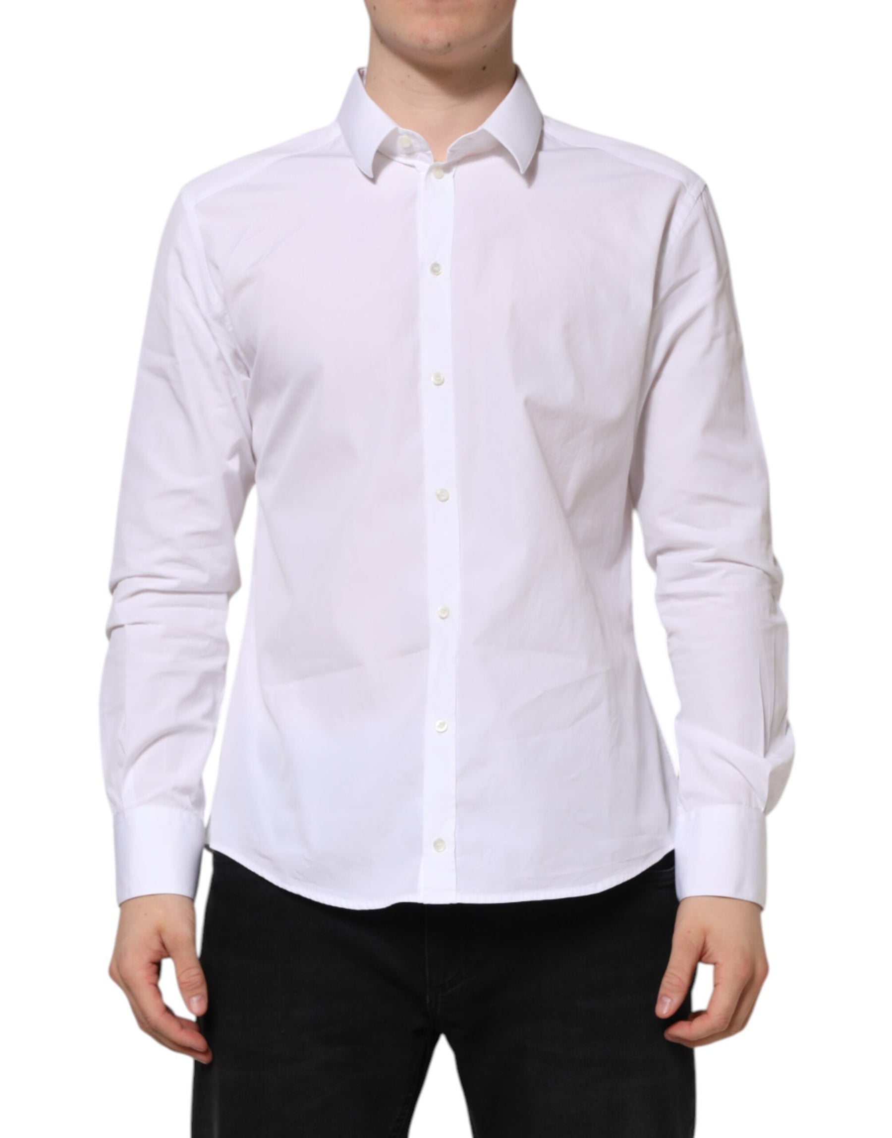 Dolce & Gabbana White Cotton Long Sleeves GOLD Formal Shirt | Regal Royce