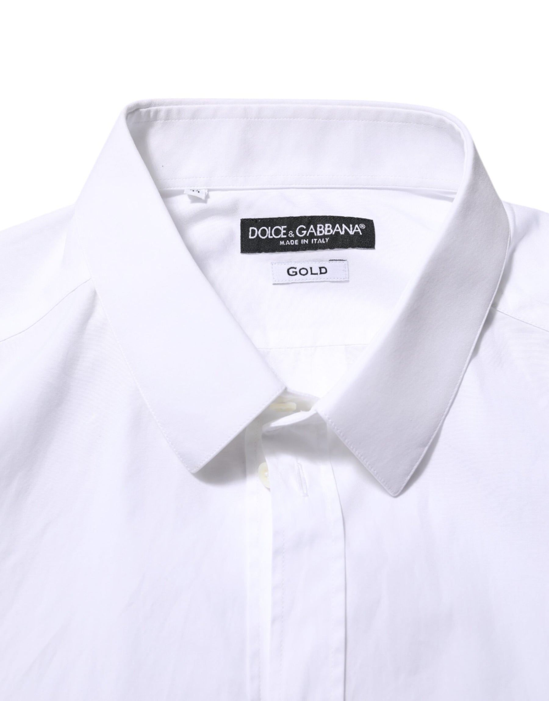 Dolce & Gabbana White Cotton Long Sleeves GOLD Formal Shirt | Regal Royce