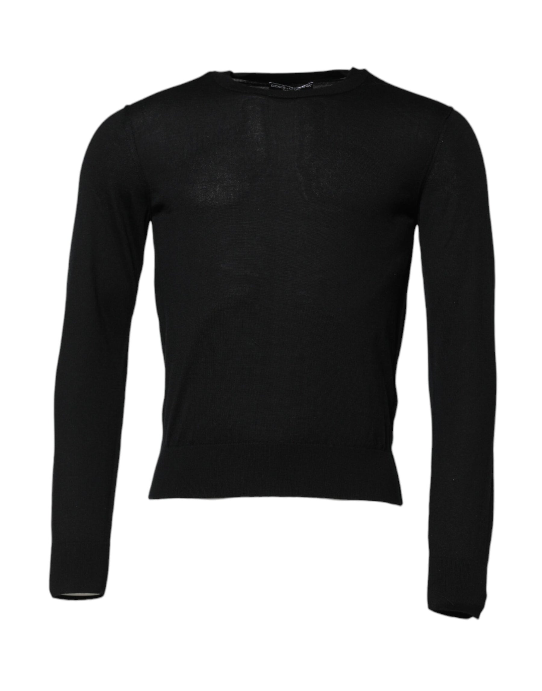Dolce & Gabbana Black Cashmere Crew Neck Long Sleeves T-shirt | Regal Royce