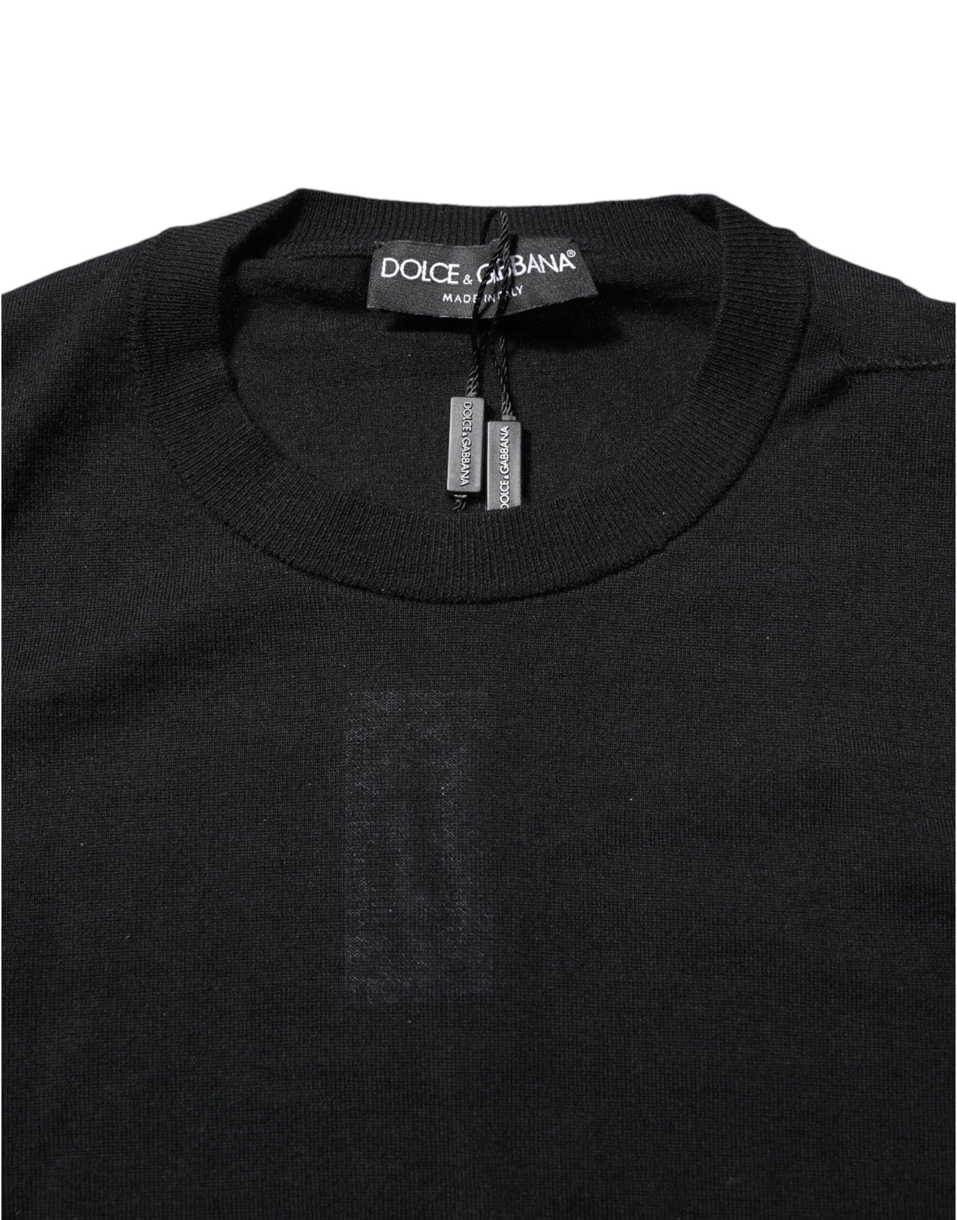 Dolce & Gabbana Black Cashmere Crew Neck Long Sleeves T-shirt