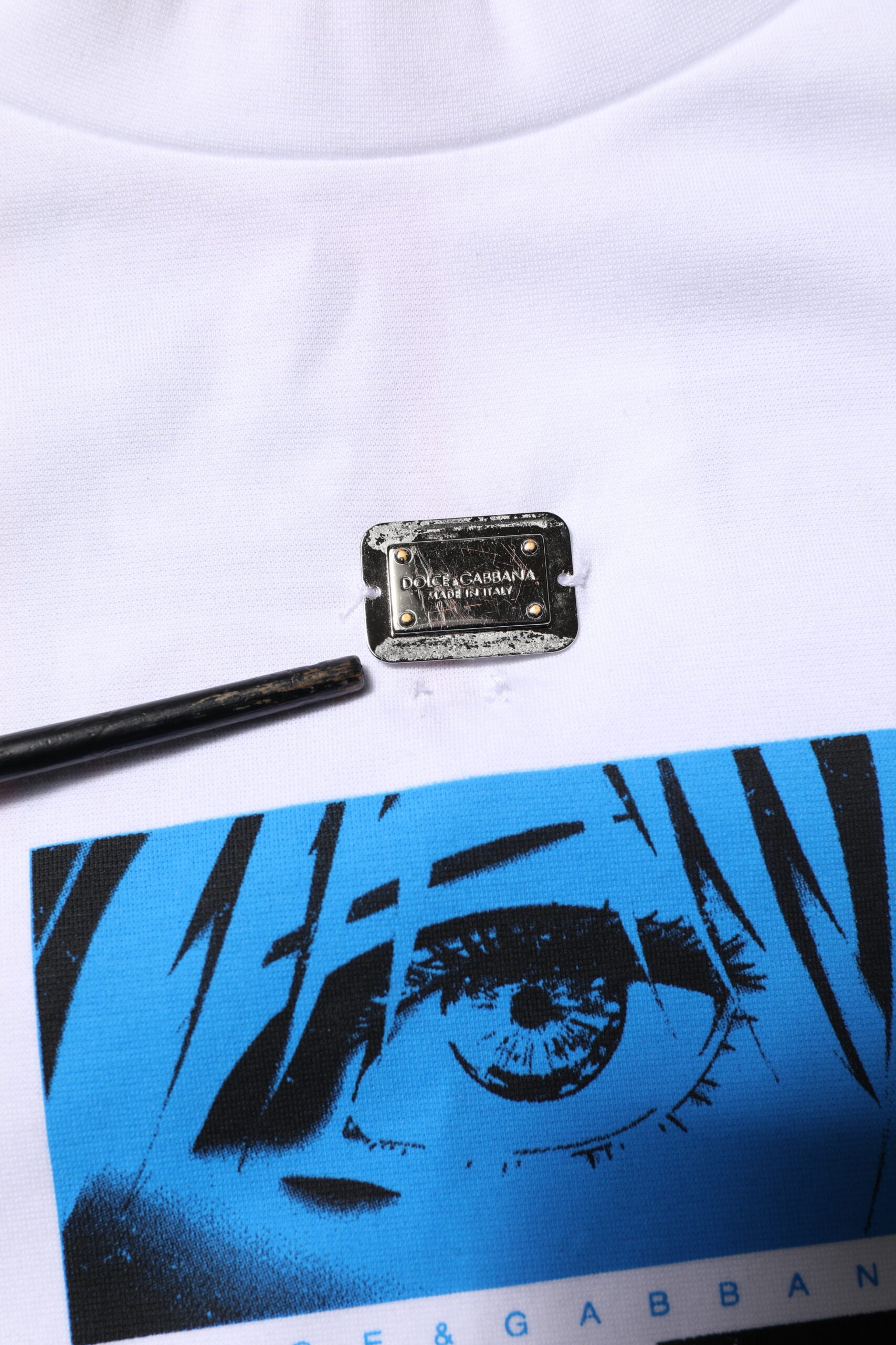 Dolce & Gabbana White Cotton Crew Neck Graphic Print T-shirt | Regal Royce