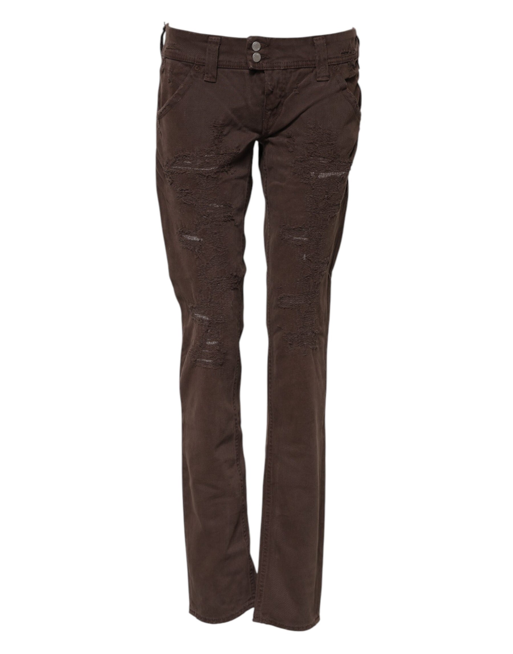 CYCLE Brown Cotton Low Waist Skinny Casual Jeans | Regal Royce