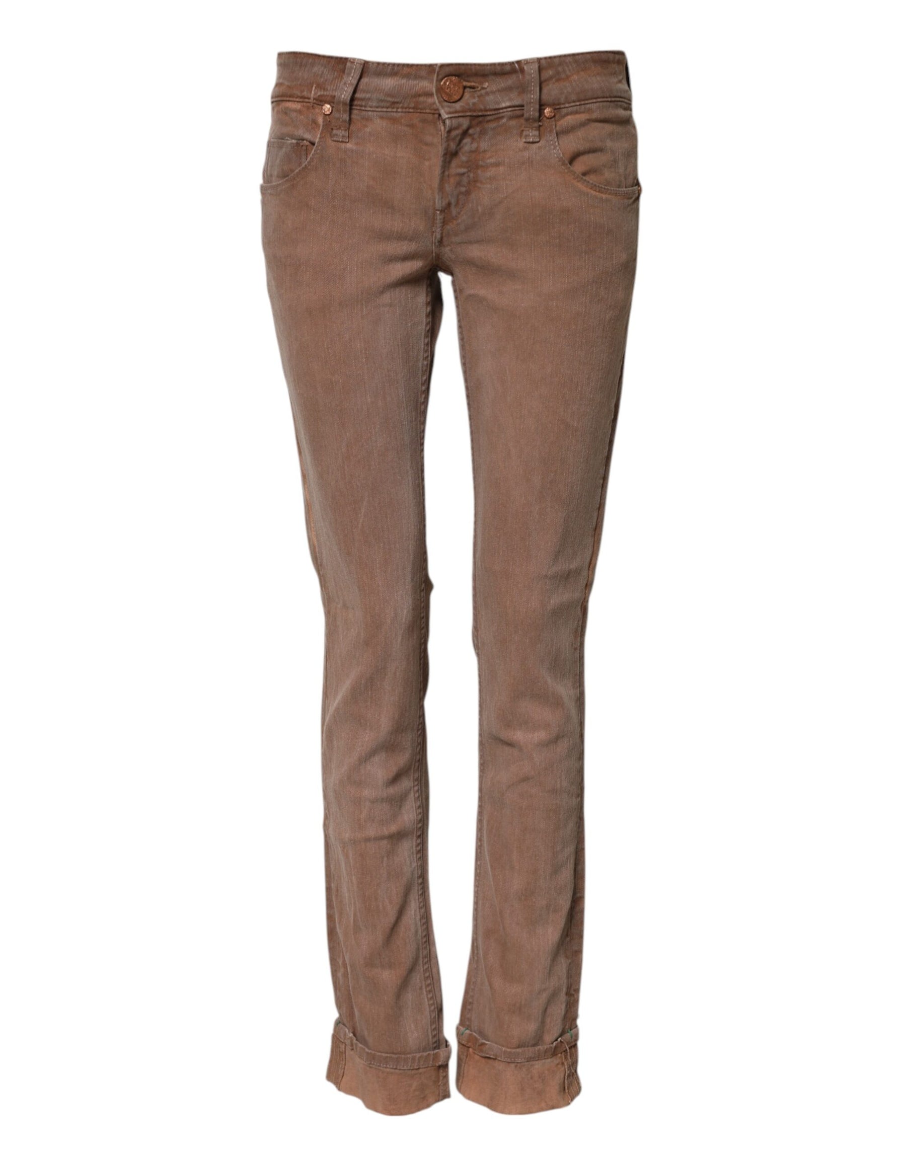 Acht Brown Cotton Slim Fit Denim Low Waist Jeans | Regal Royce