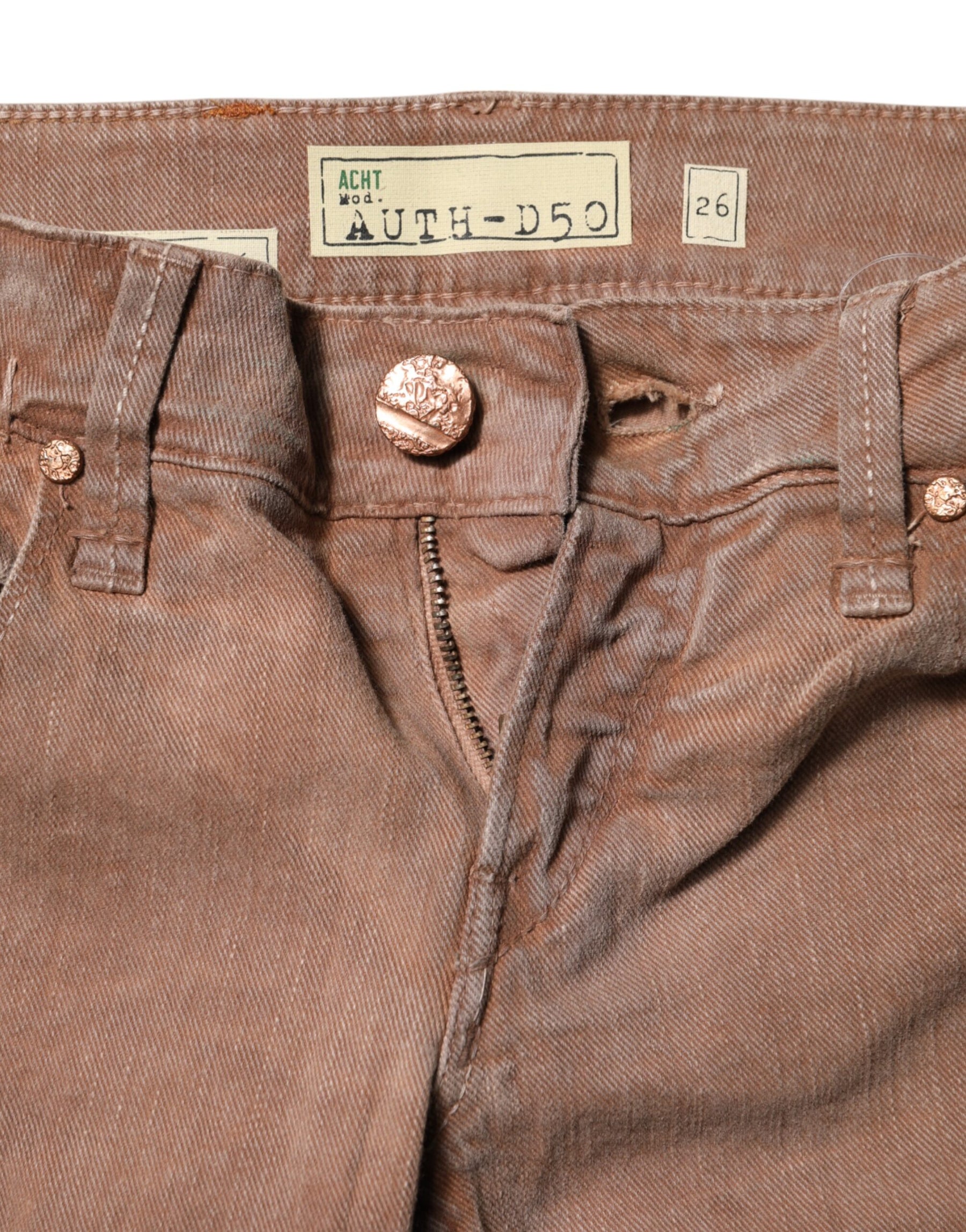 Acht Brown Cotton Slim Fit Denim Low Waist Jeans | Regal Royce
