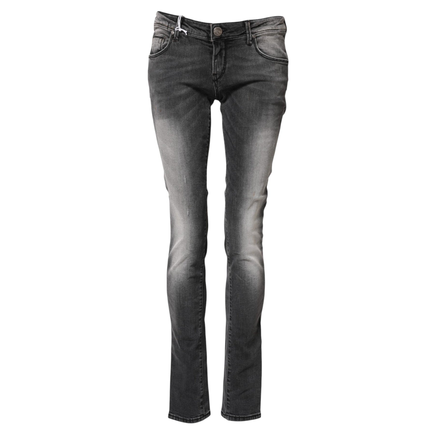Acht Dark Gray Cotton Slim Fit Denim Low Waist Denim Jeans | Regal Royce