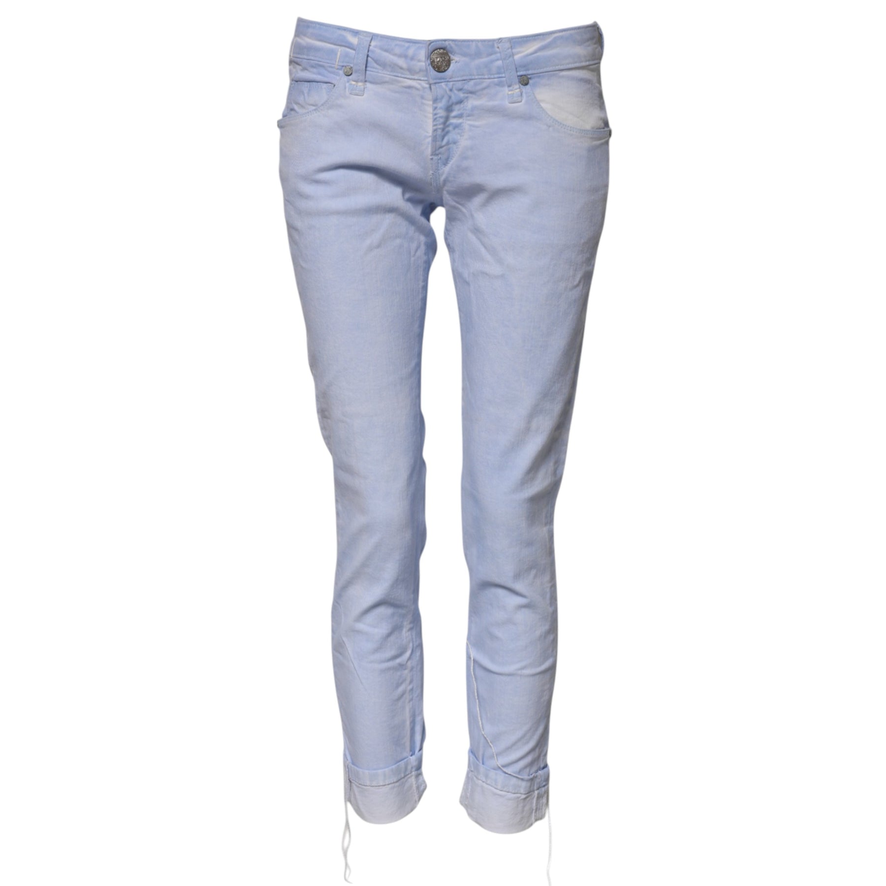 Acht Light Blue Cotton Slim Fit Denim Low Waist Denim Jeans | Regal Royce