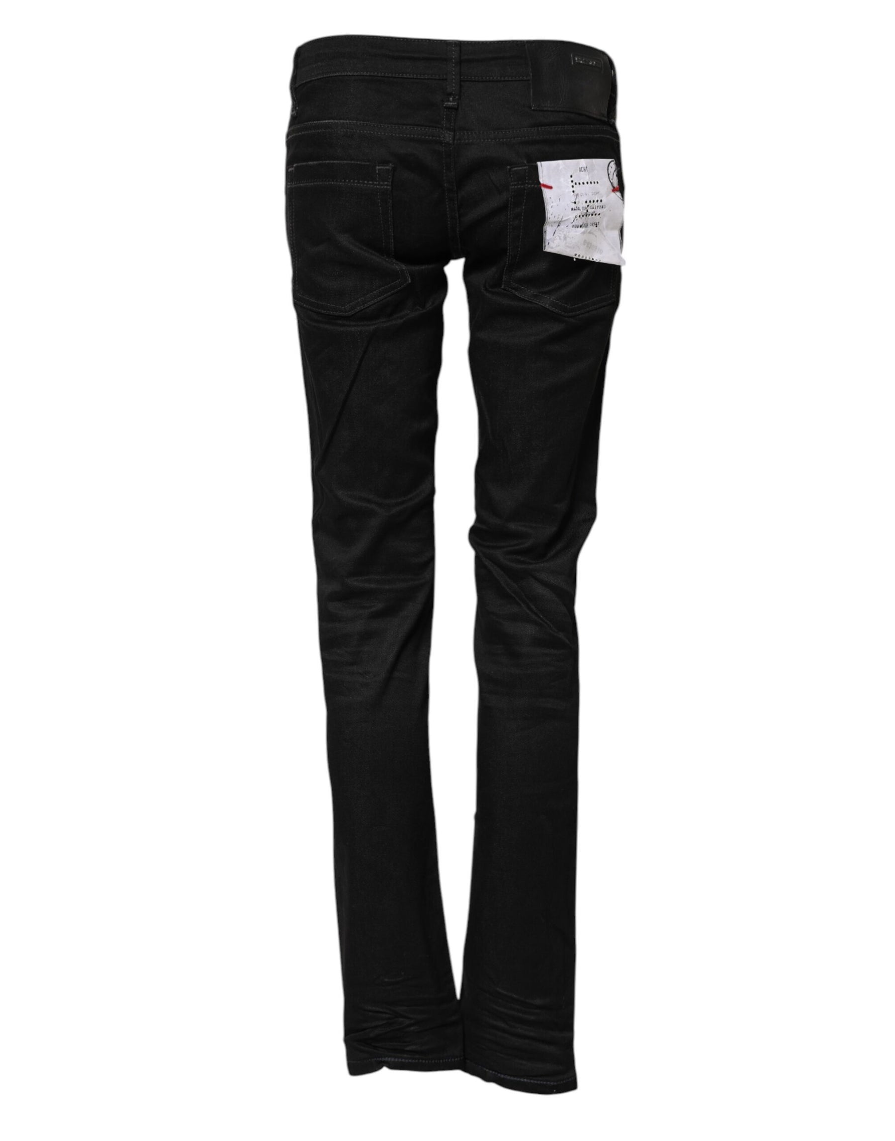 Acht Black Cotton Slim Fit Denim Low Waist Denim Jeans | Regal Royce