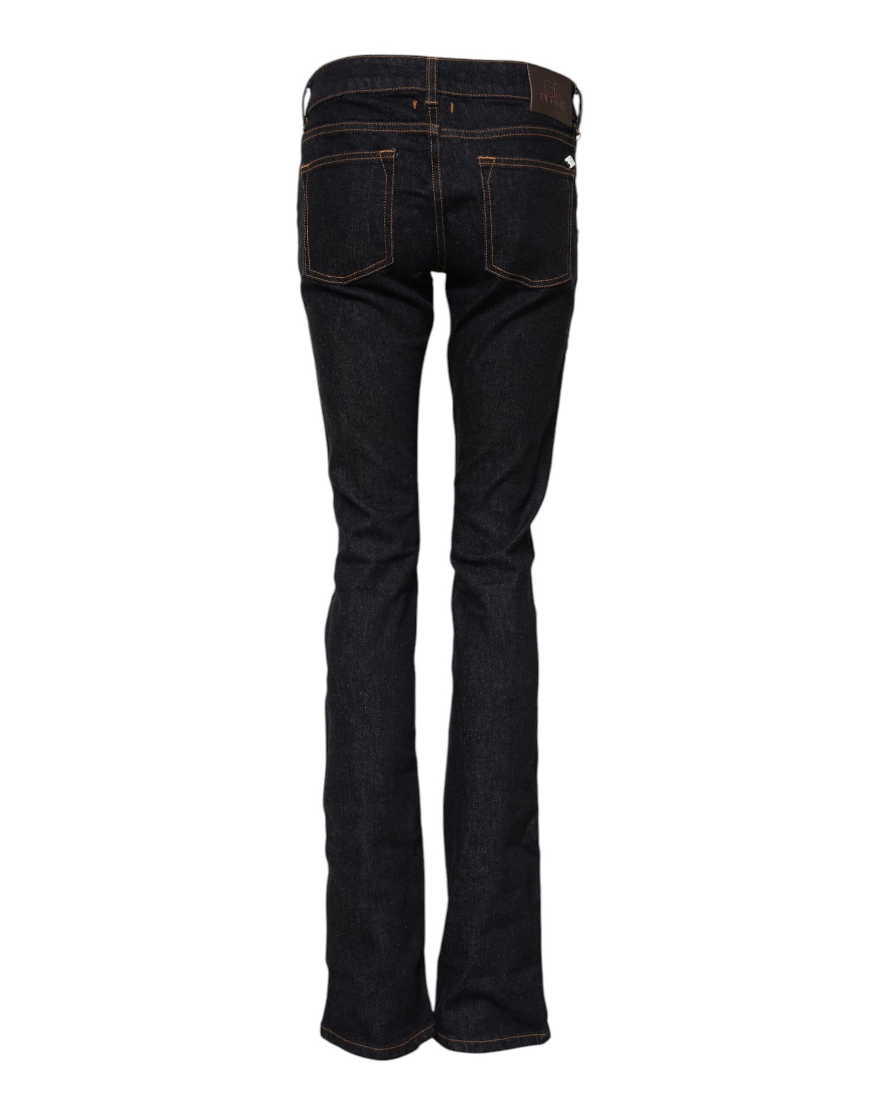 GF Ferre Dark Blue Cotton Mid Waisted Skinny Denim Jeans | Regal Royce
