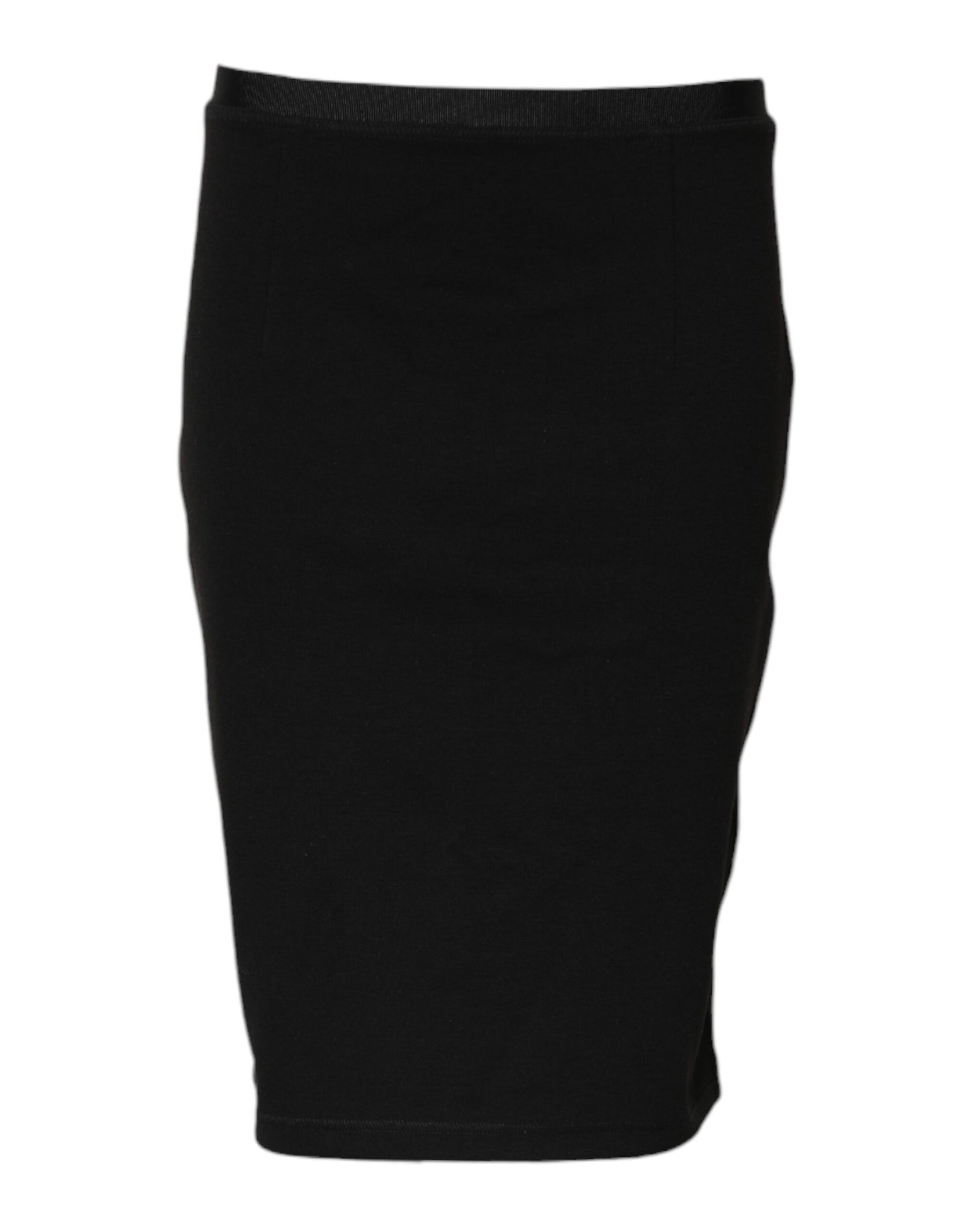 GF Ferre Black Polyester Pencil Cut Knee Length Skirt | Regal Royce