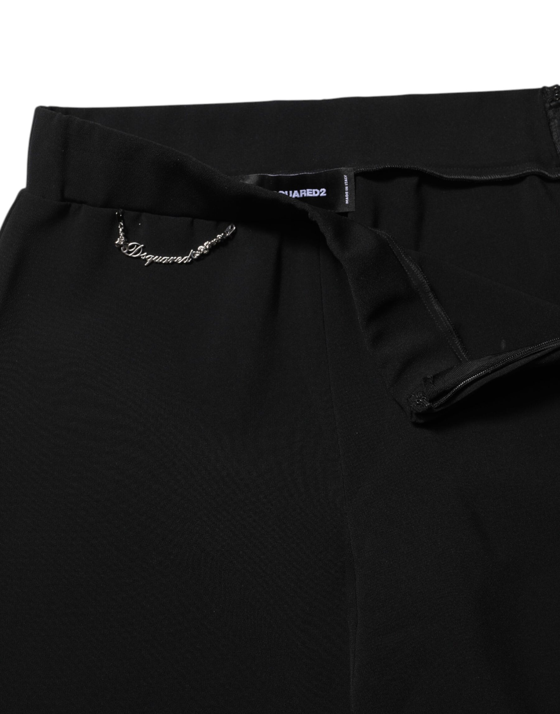 Dsquared² Black Polyester High Waisted Flared Pants | Regal Royce