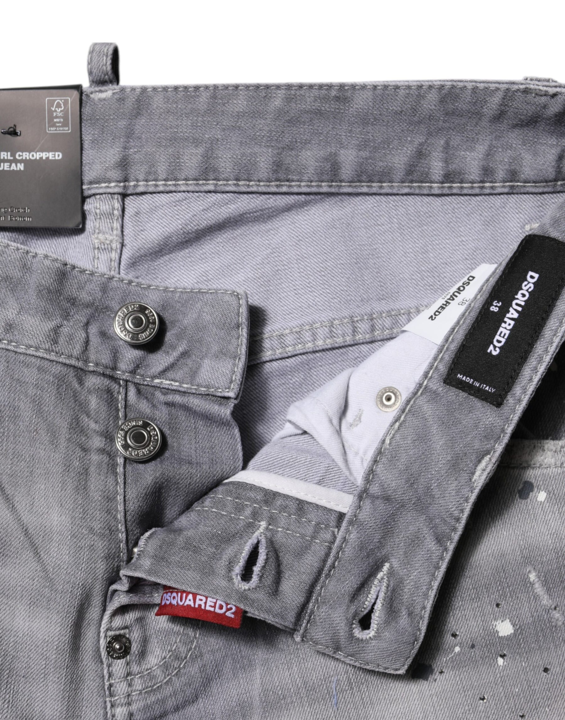 Dsquared² Gray Washed Mid Waist Tapered Jeans | Regal Royce