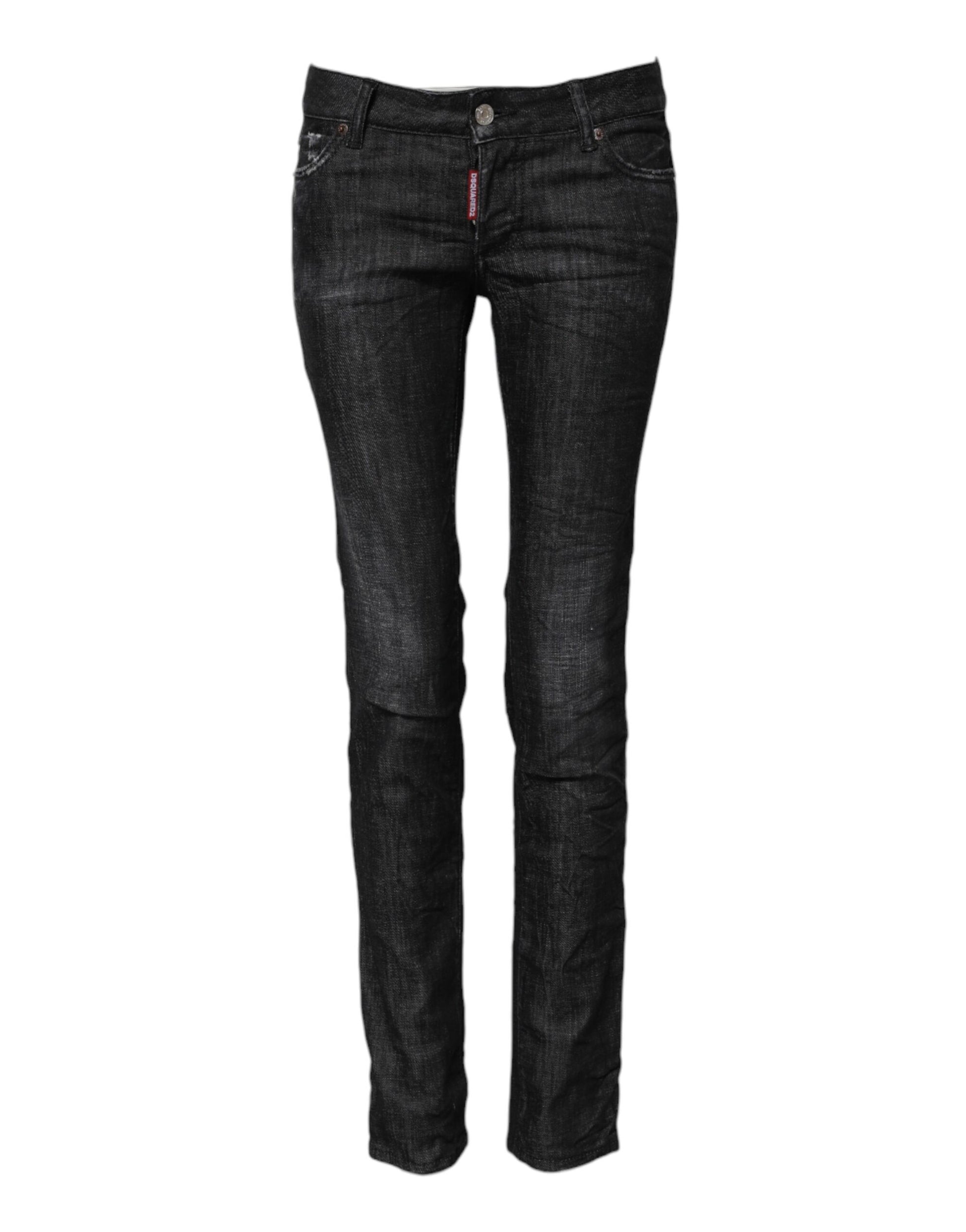 Dsquared² Black Cotton Low Waist Skinny Denim Jeans