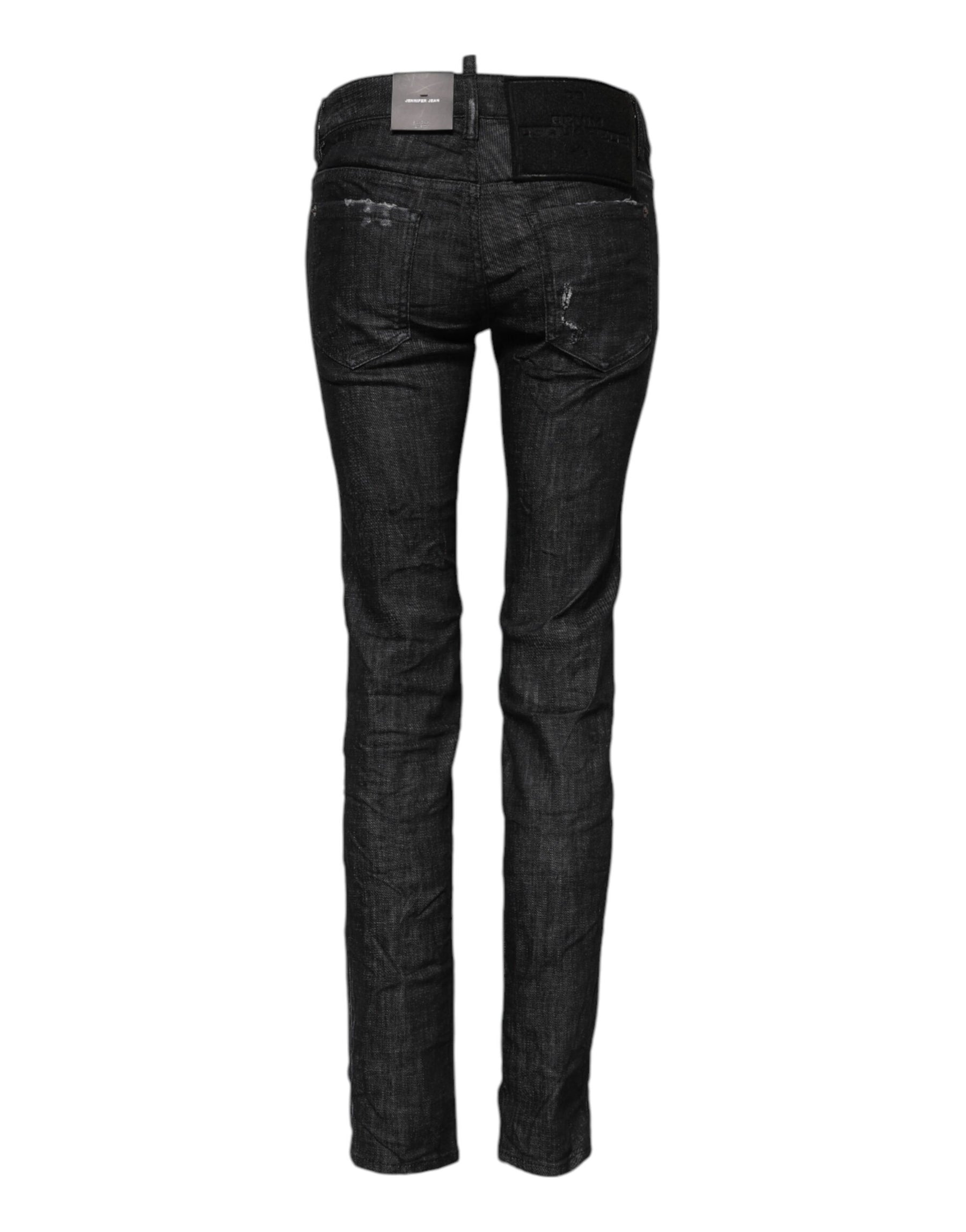 Dsquared² Black Cotton Low Waist Skinny Denim Jeans | Regal Royce