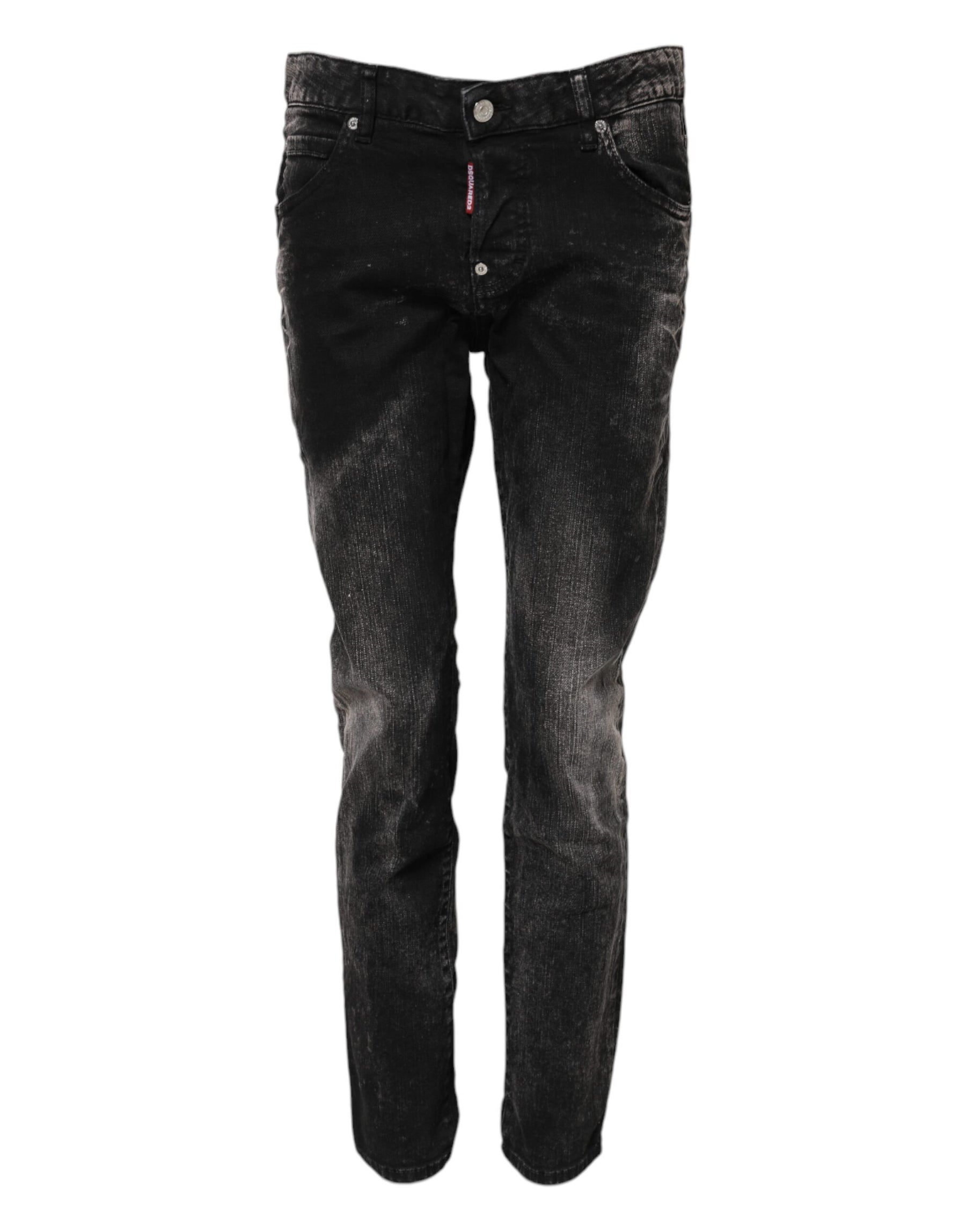 Dsquared² Black Washed Mid Waist Tapered Denim Jeans | Regal Royce