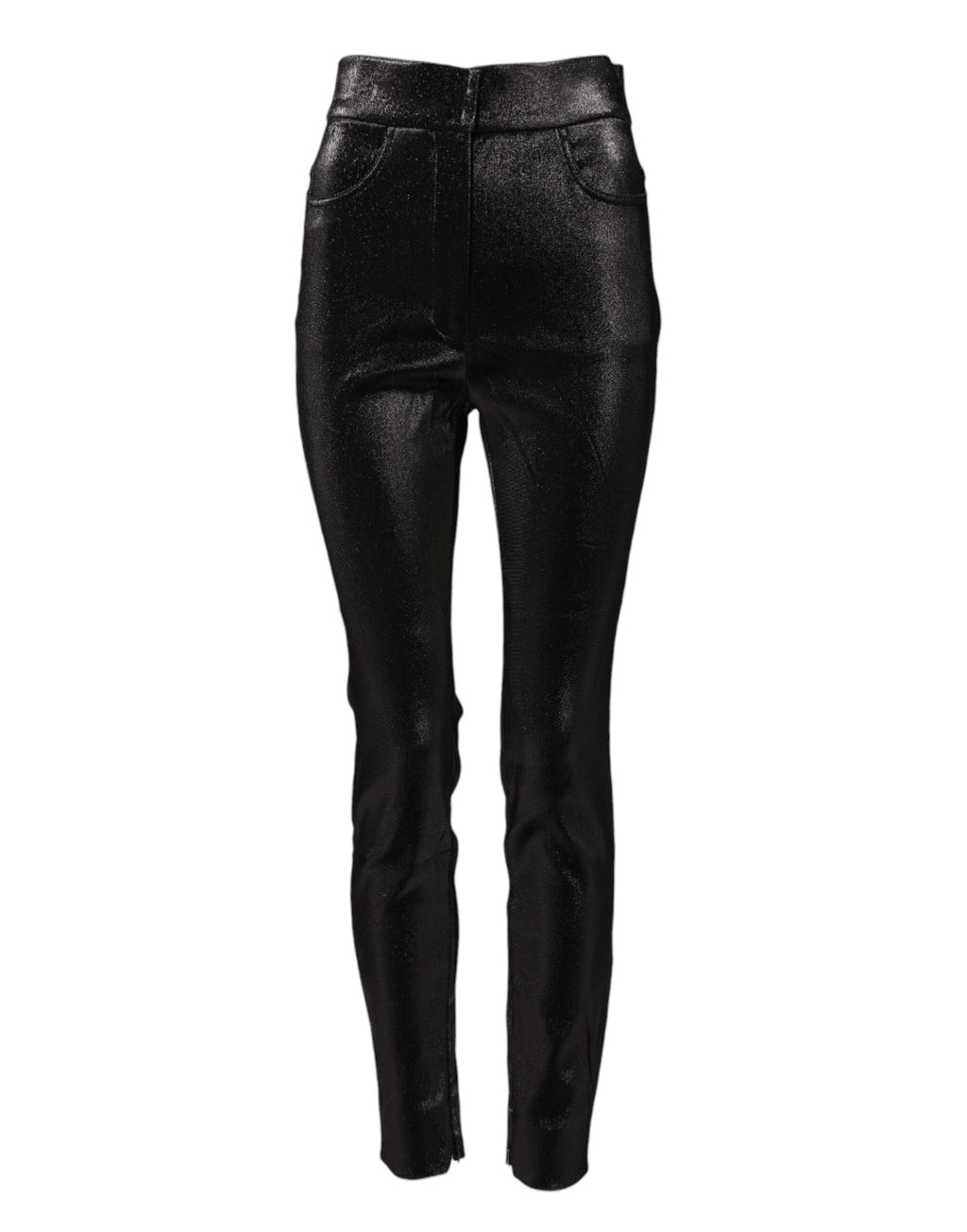 Dolce & Gabbana Black Cotton Stretch Silver Lurex Thread Pants