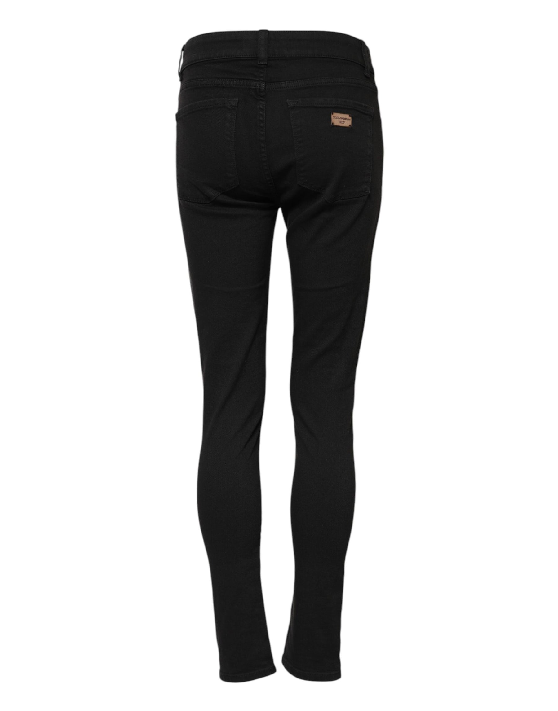 Dolce & Gabbana Black Cotton Skinny Mid Waist Denim Jeans | Regal Royce