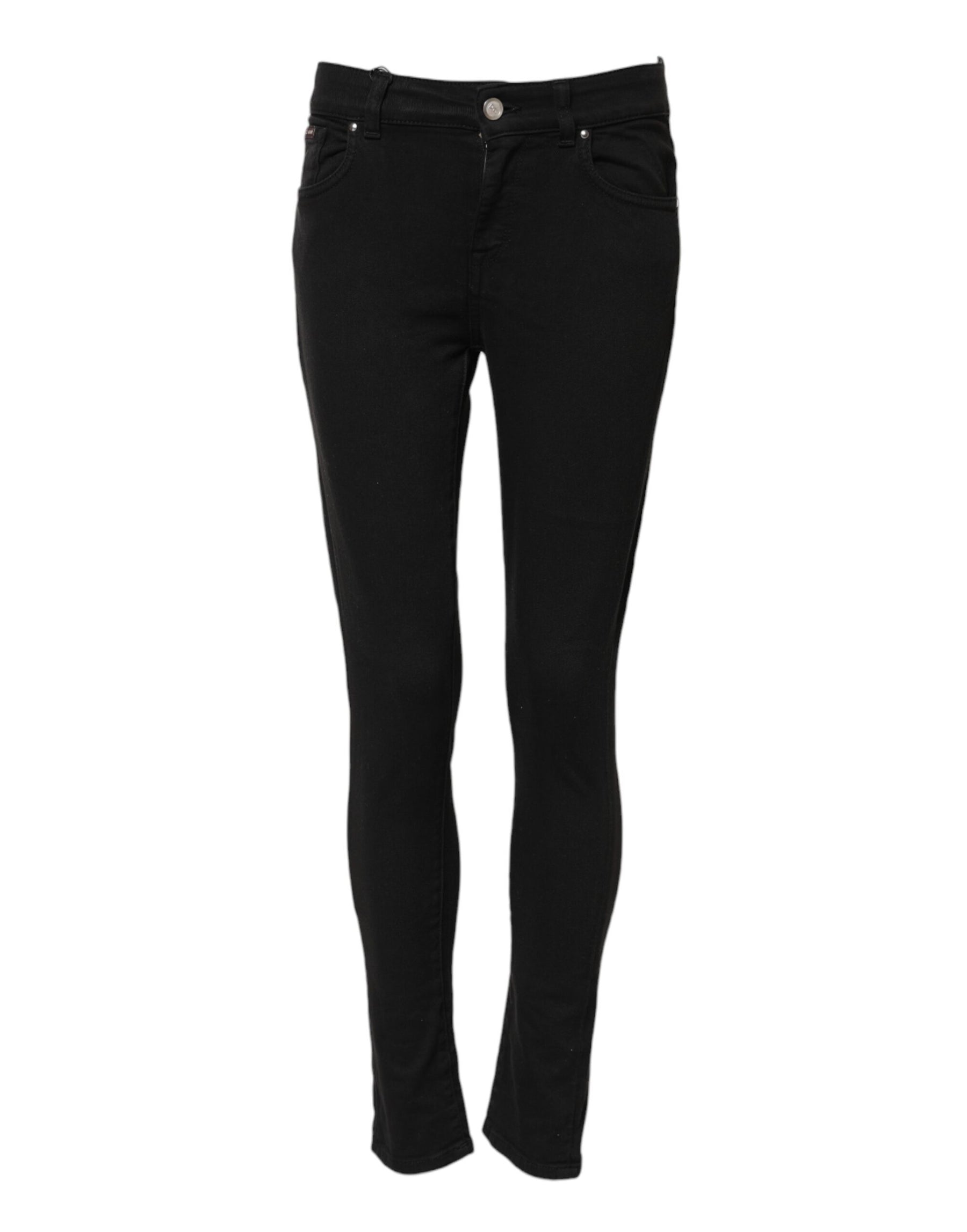 Dolce & Gabbana Black Cotton Skinny Mid Waist Denim Jeans | Regal Royce