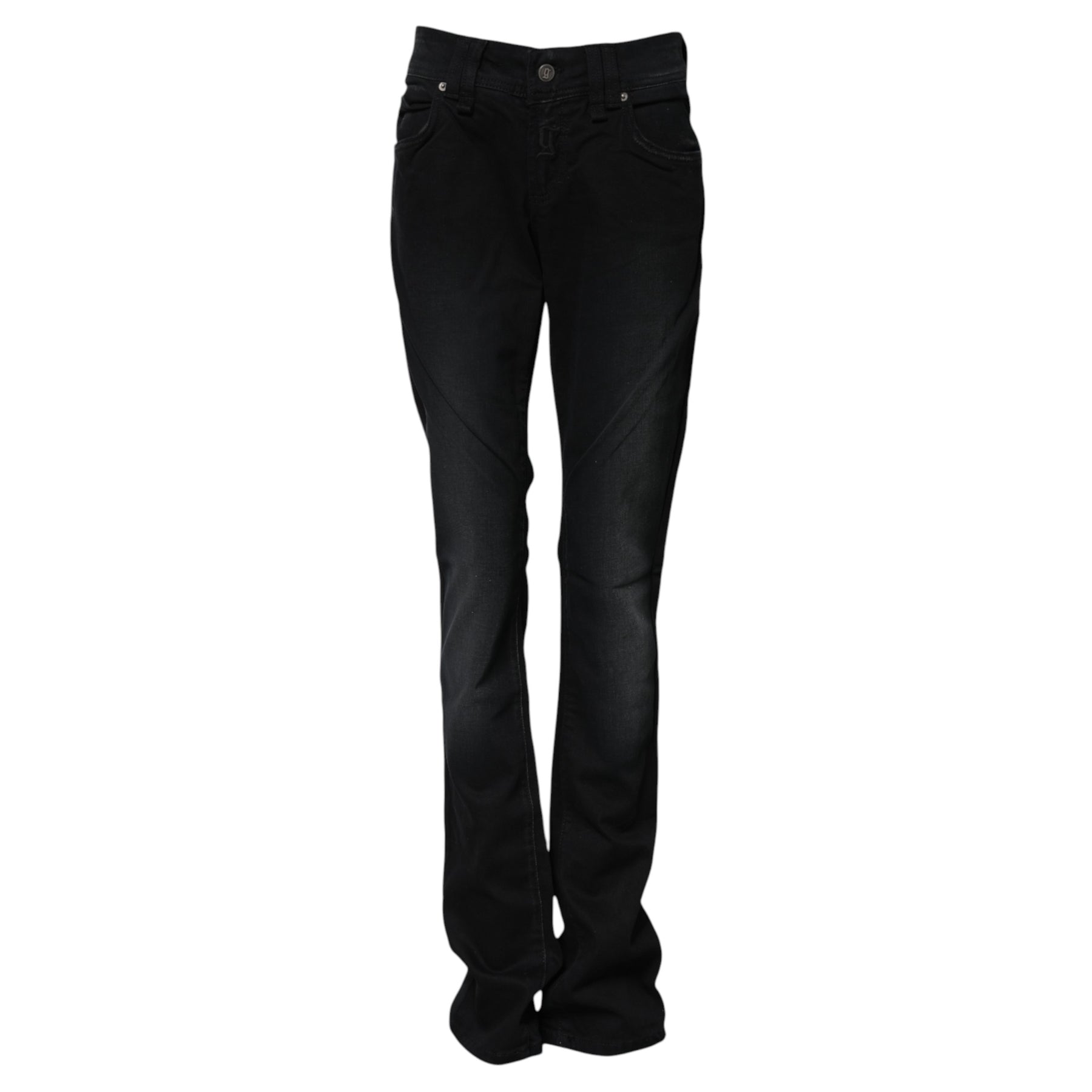John Galliano Black Cotton Mid Waist Tapered Denim Jeans | Regal Royce