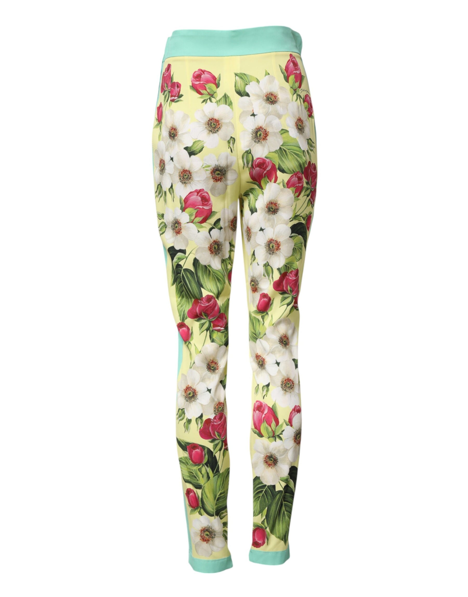 Dolce & Gabbana Yellow Silk Floral Leggings Pants | Regal Royce