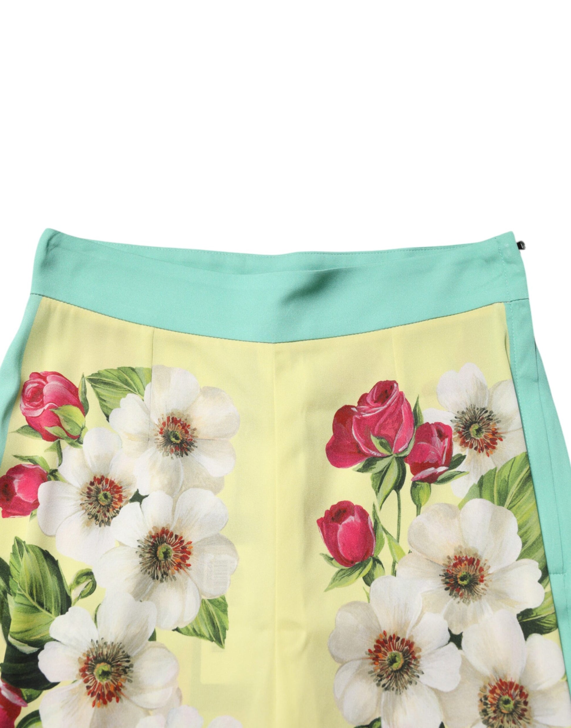 Dolce & Gabbana Yellow Silk Floral Leggings Pants