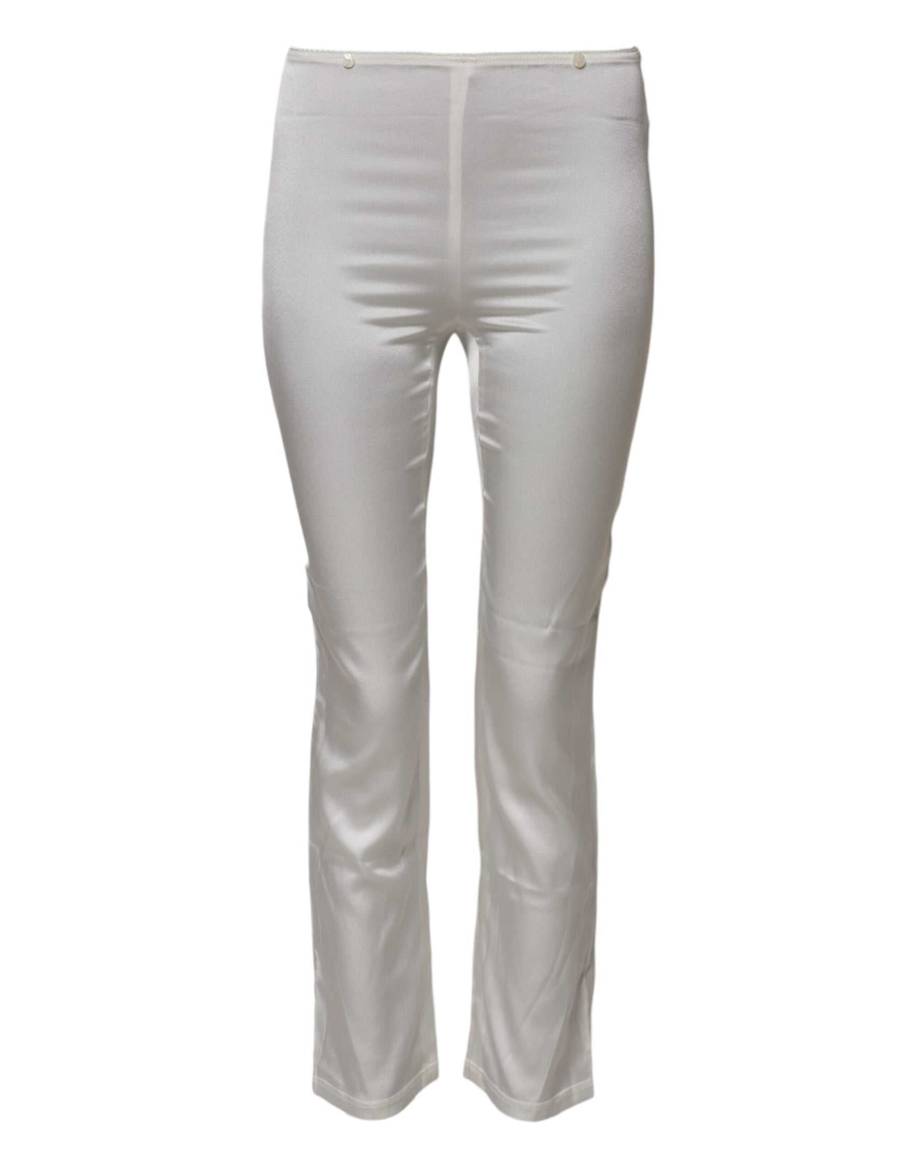 Dolce & Gabbana Ivory Silk Tapered High Waist Pants | Regal Royce