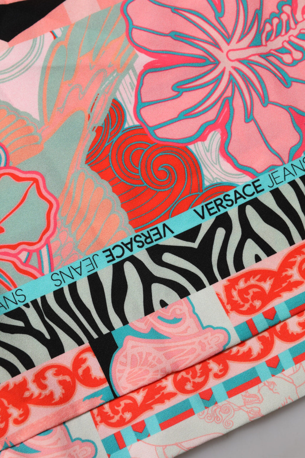 Versace Jeans Multicolor Print Short Sleeves Women Blouse Top