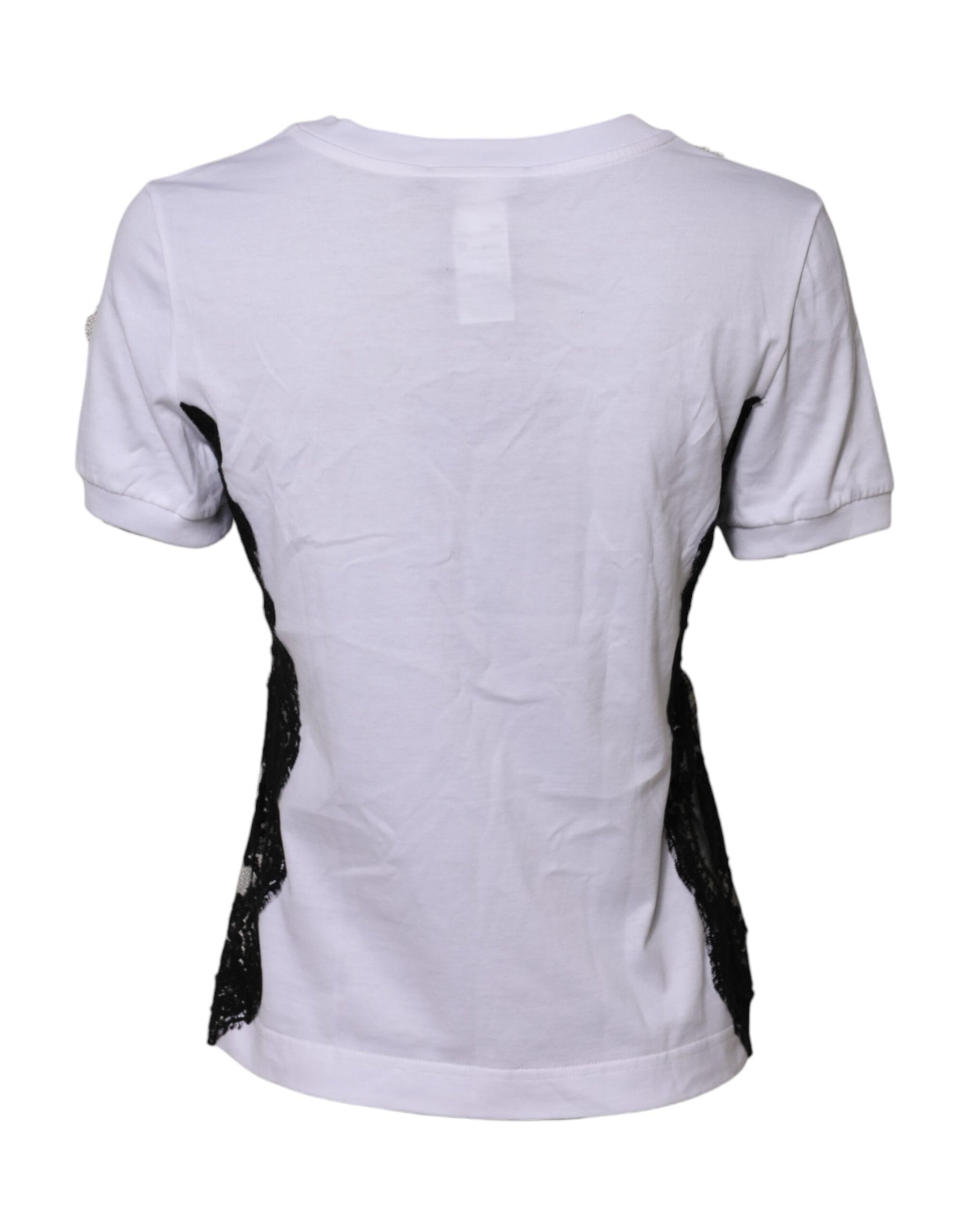 Dolce & Gabbana White Floral Lace DG Detailing Top T-shirt | Regal Royce