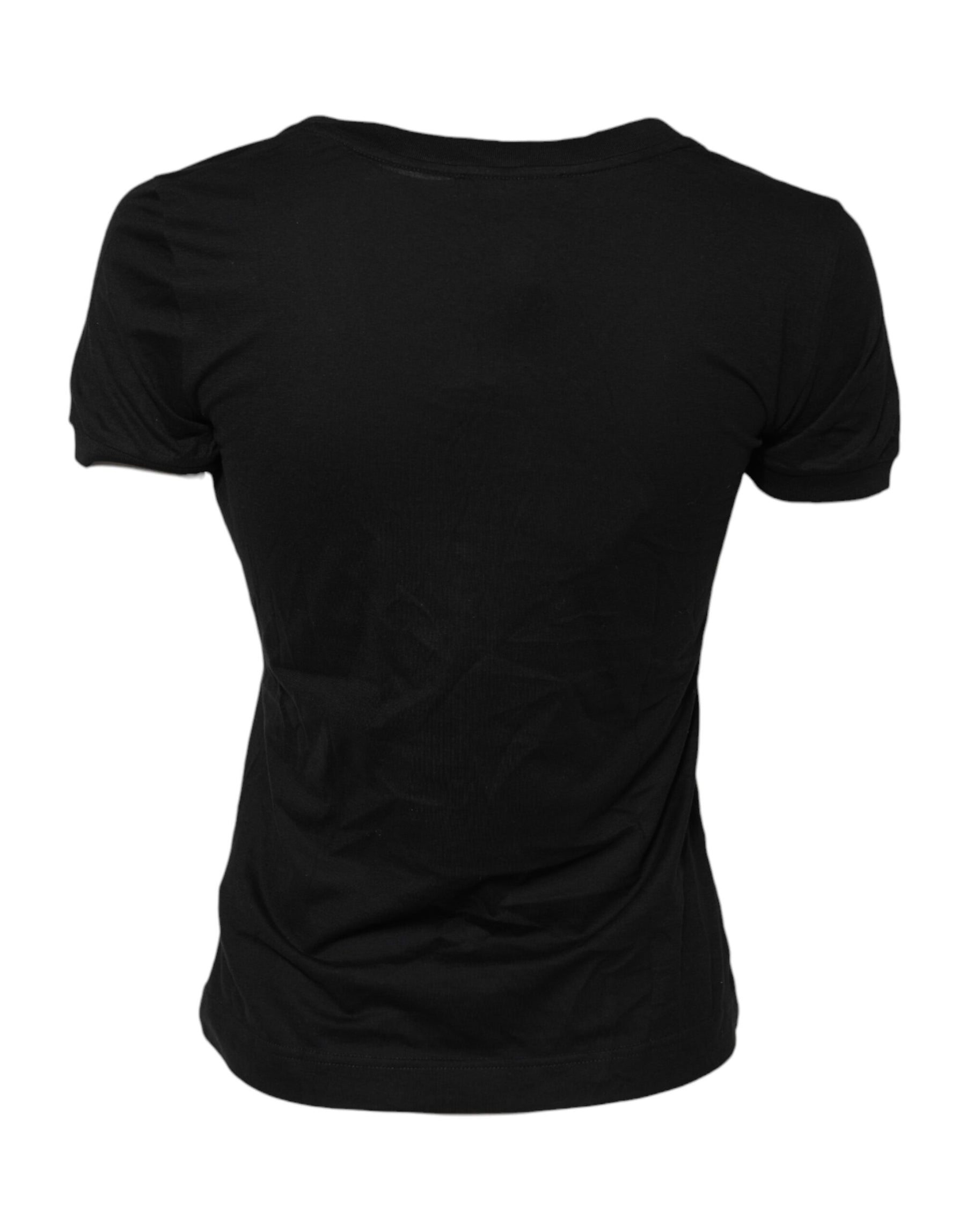 Dolce & Gabbana Black Cotton Short Sleeves Round Neck T-shirt | Regal Royce