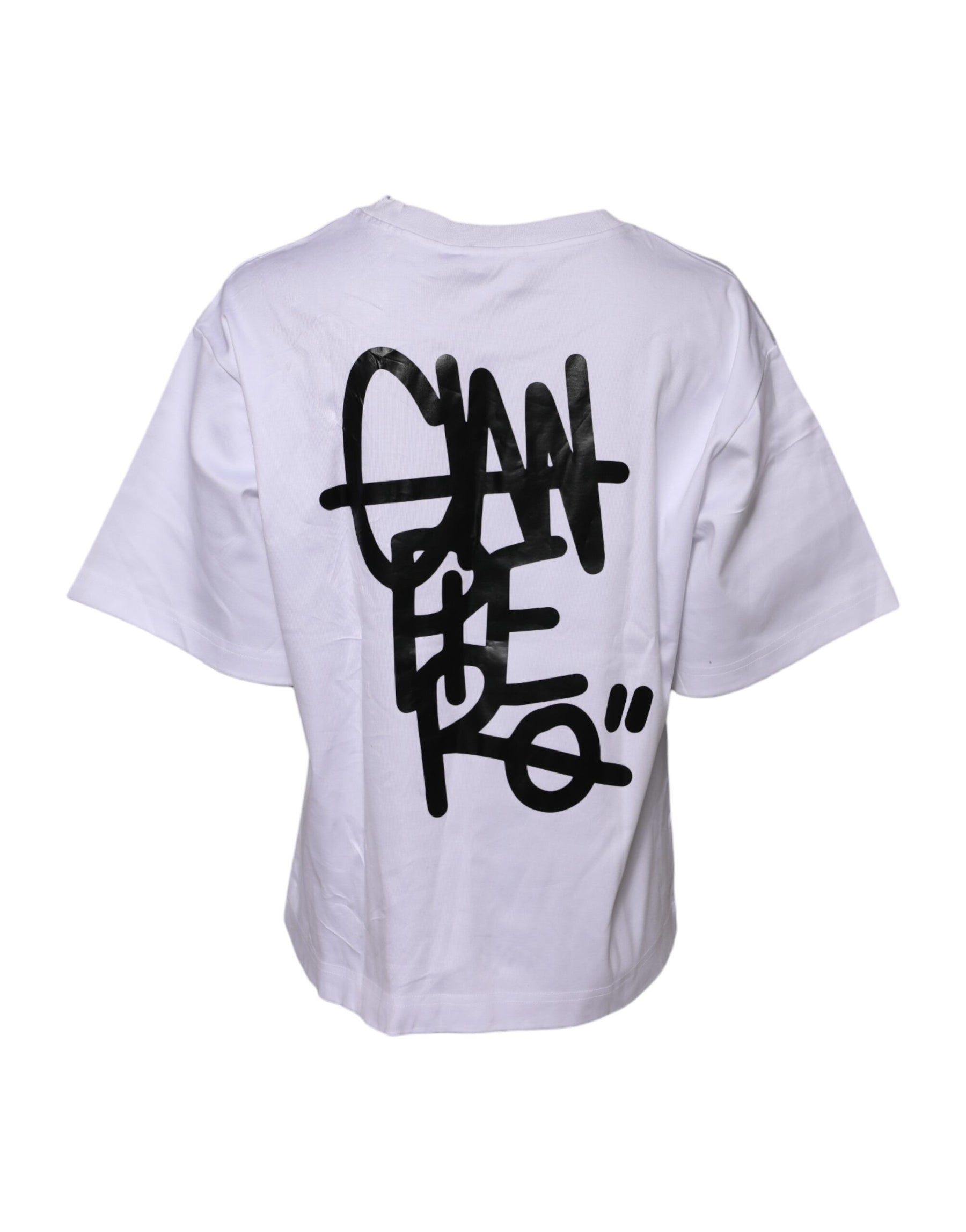 Dolce & Gabbana White Cotton Graphic Print Crew Neck T-shirt | Regal Royce