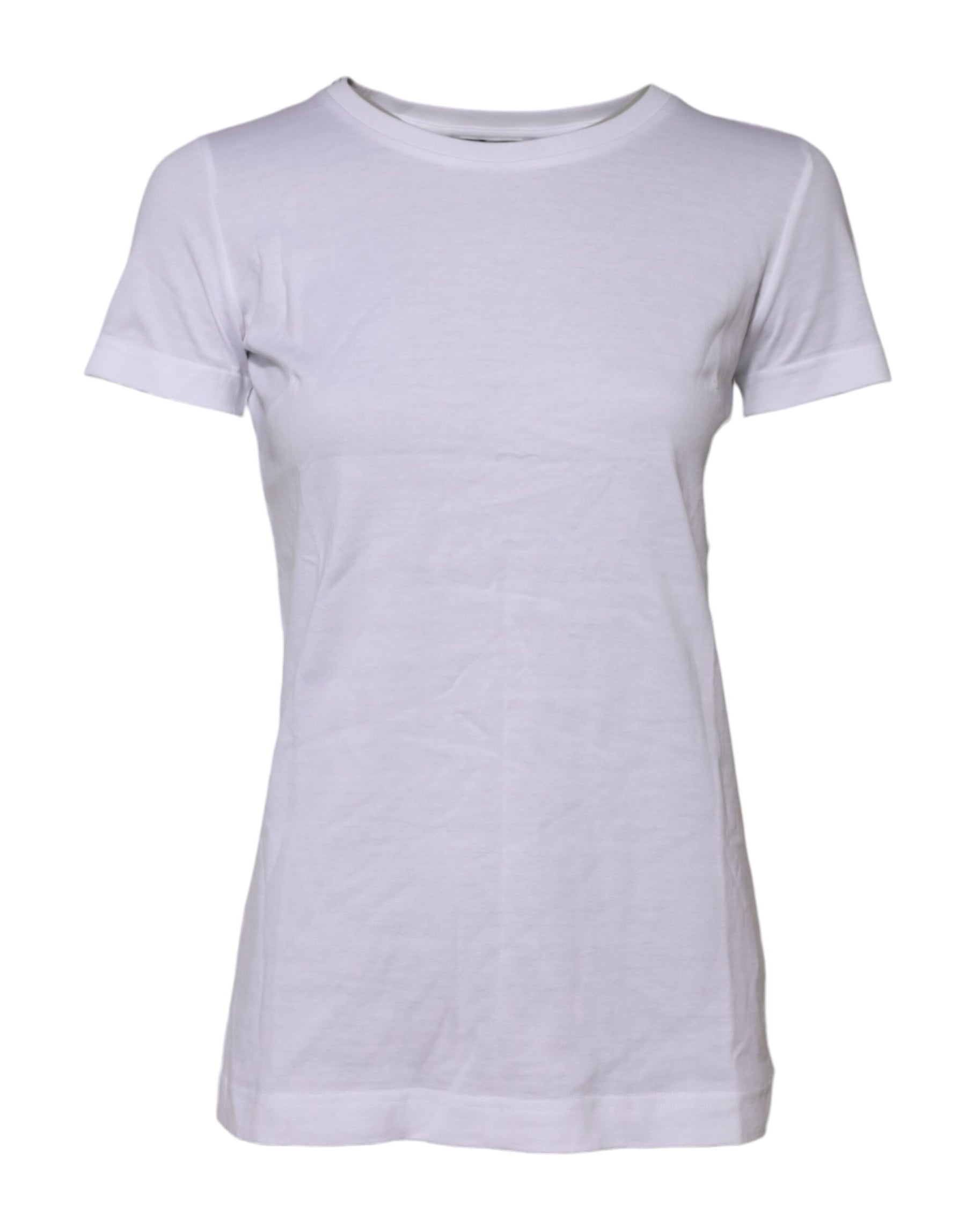 Dolce & Gabbana White Cotton Short Sleeves Round Neck T-shirt | Regal Royce