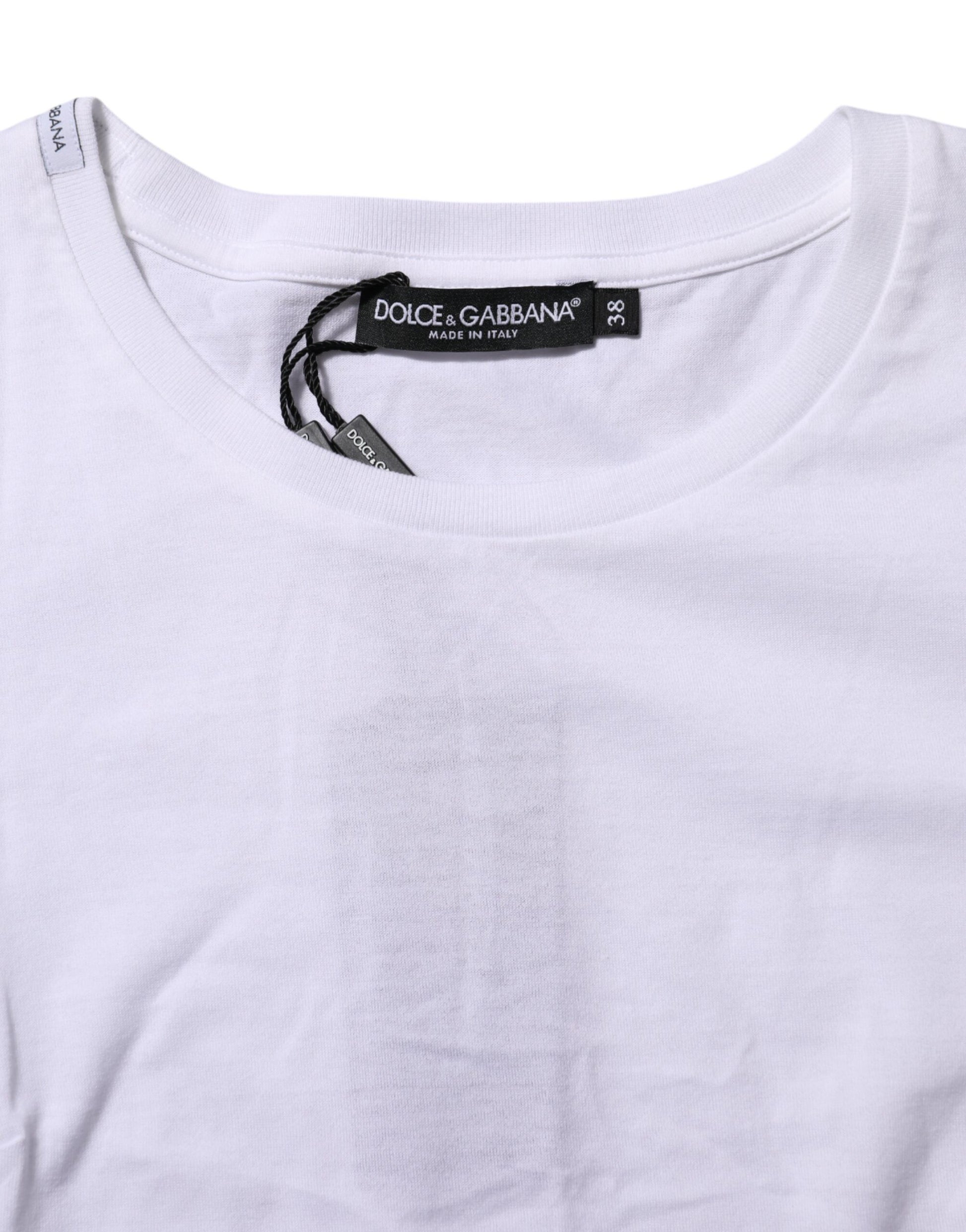 Dolce & Gabbana White Cotton Short Sleeves Round Neck T-shirt