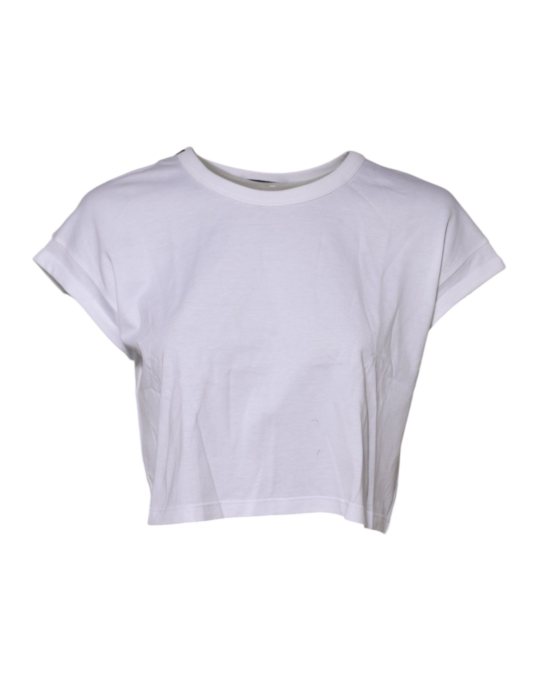 Dolce & Gabbana White Cotton Short Sleeves Cropped T-shirt | Regal Royce
