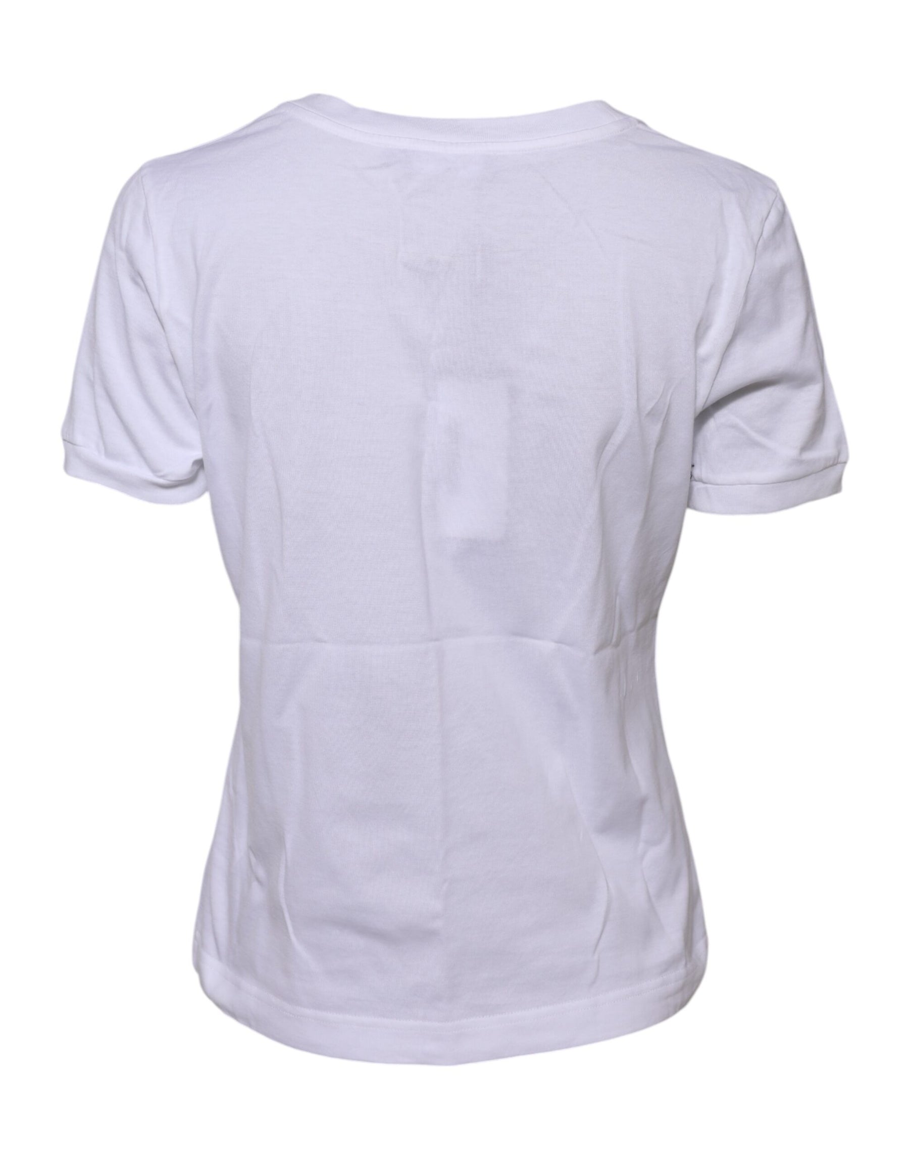 Dolce & Gabbana White Cotton Round Neck Short Sleeves T-shirt | Regal Royce