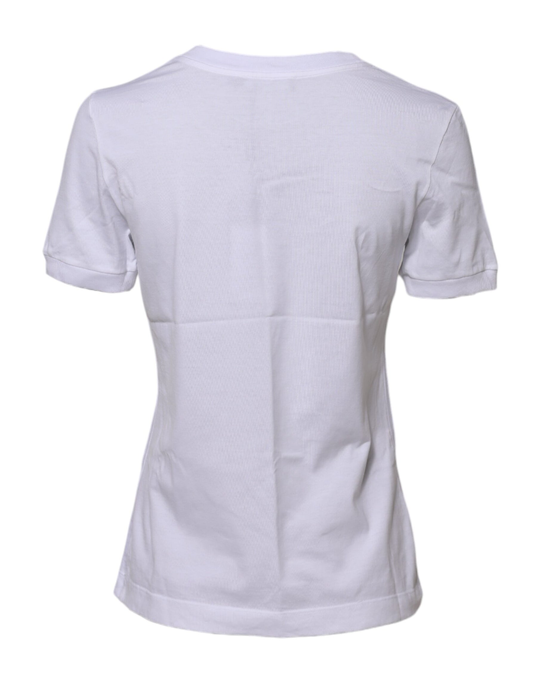 Dolce & Gabbana White Cotton Round Neck Short Sleeves T-shirt | Regal Royce
