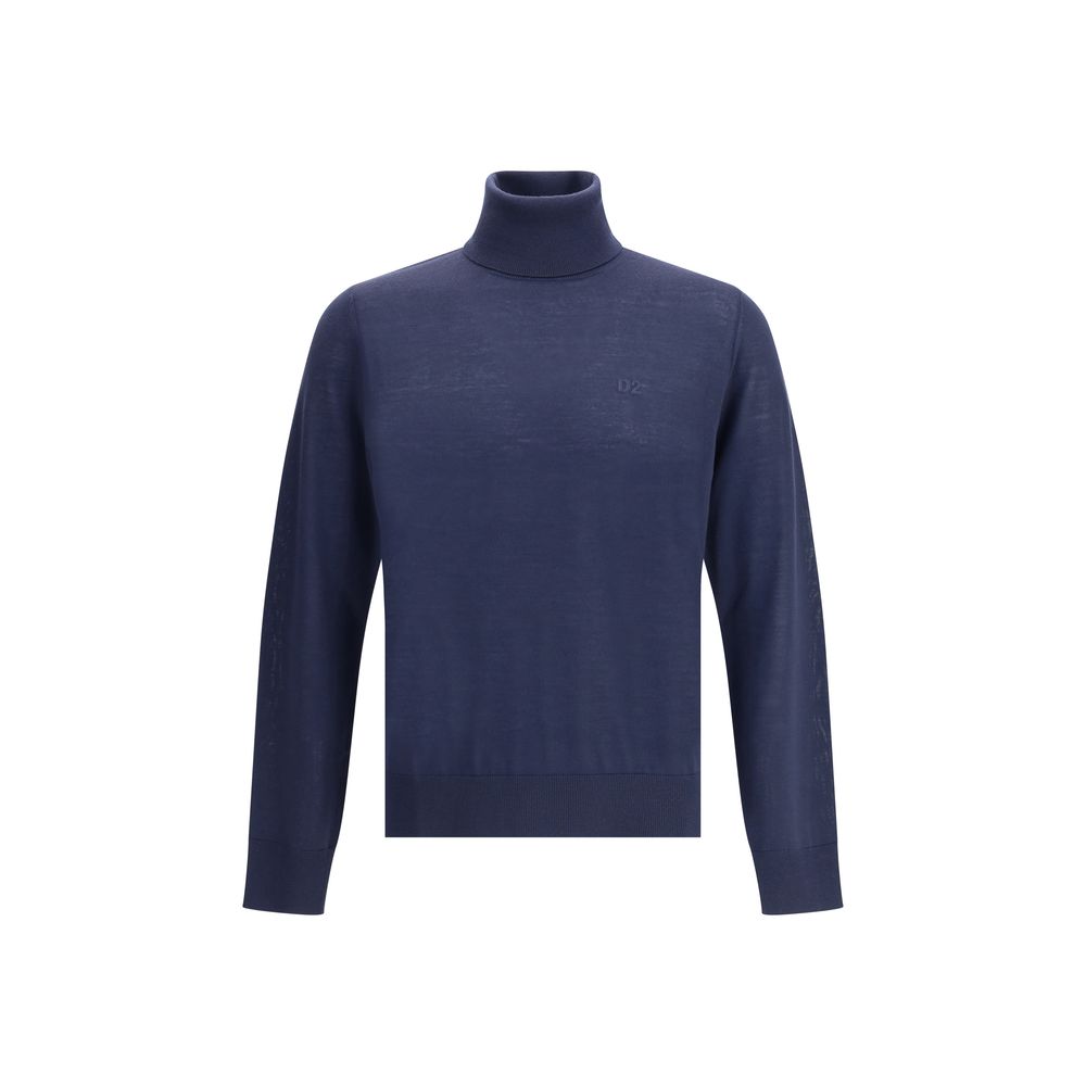 Dsquared² Blue Fleece Wool Turtleneck | Regal Royce